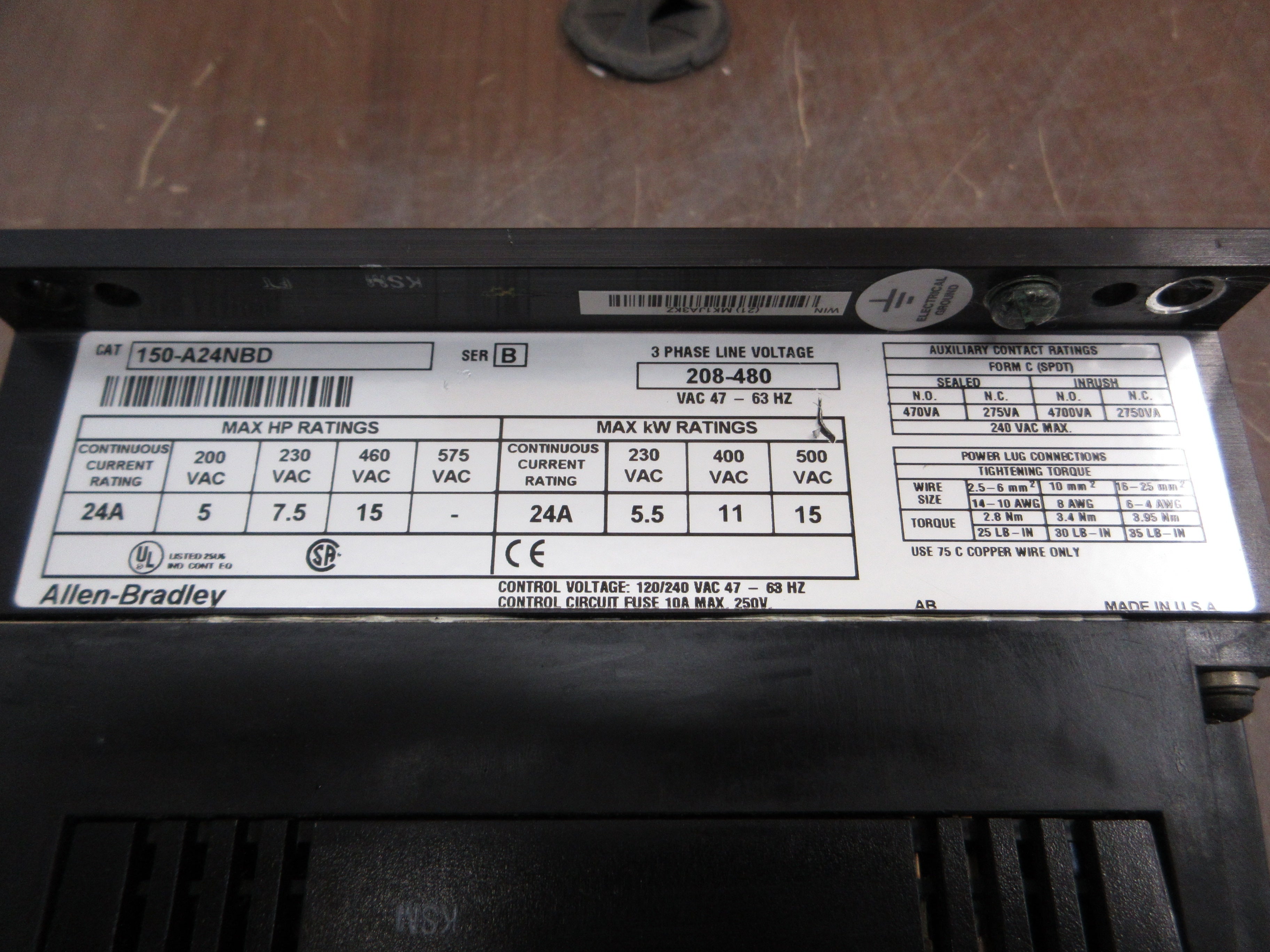 Allen-Bradley SMC Plus Soft Start 150-A24NBD Ser. B 15HP 208-480V 3Ph 47-63Hz