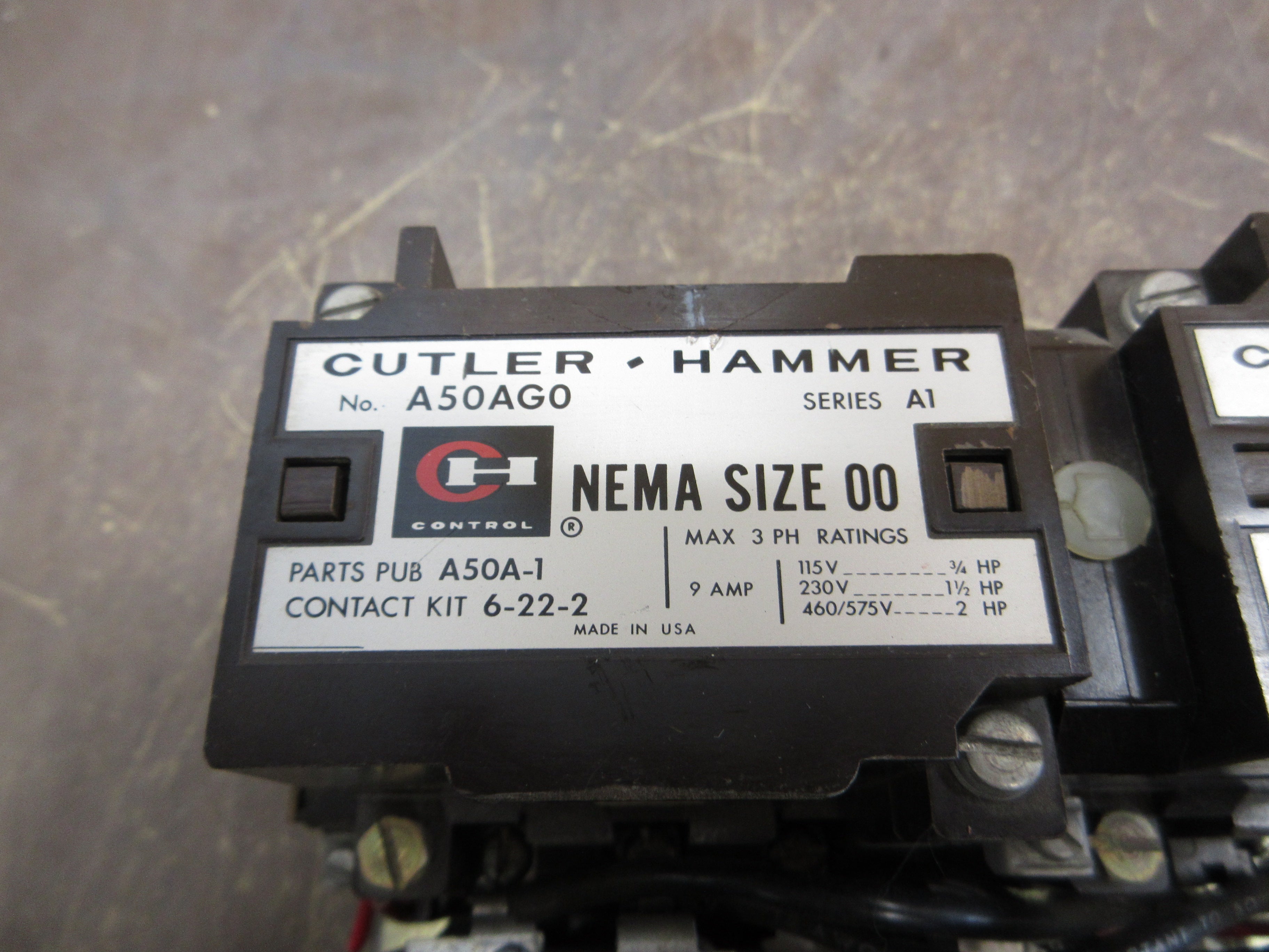 Cutler-Hammer Reversing Starter A50AG0 Ser. A1 Size 00 480V Coil Used