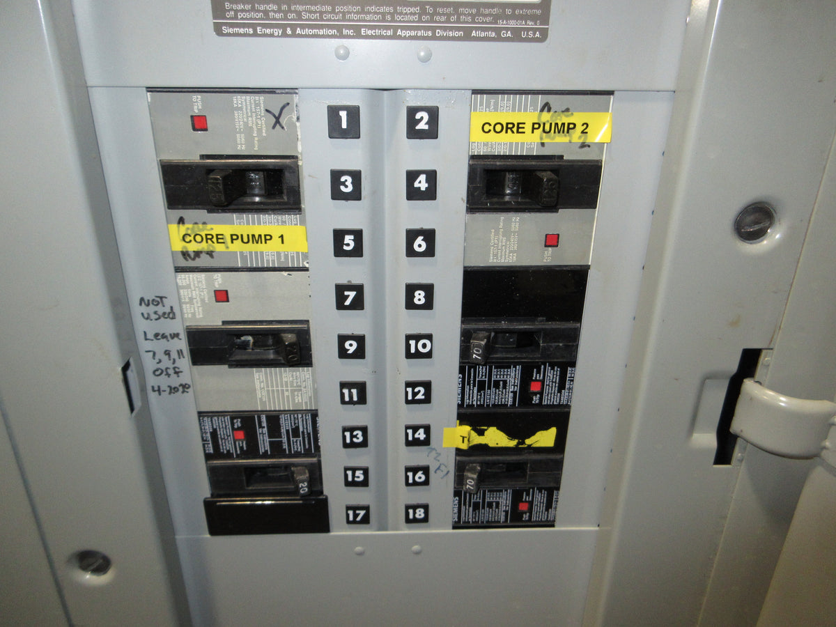Siemens Main Breaker Circuit Breaker Panel S418ML4400STM 400A Max 480Y/277VAC