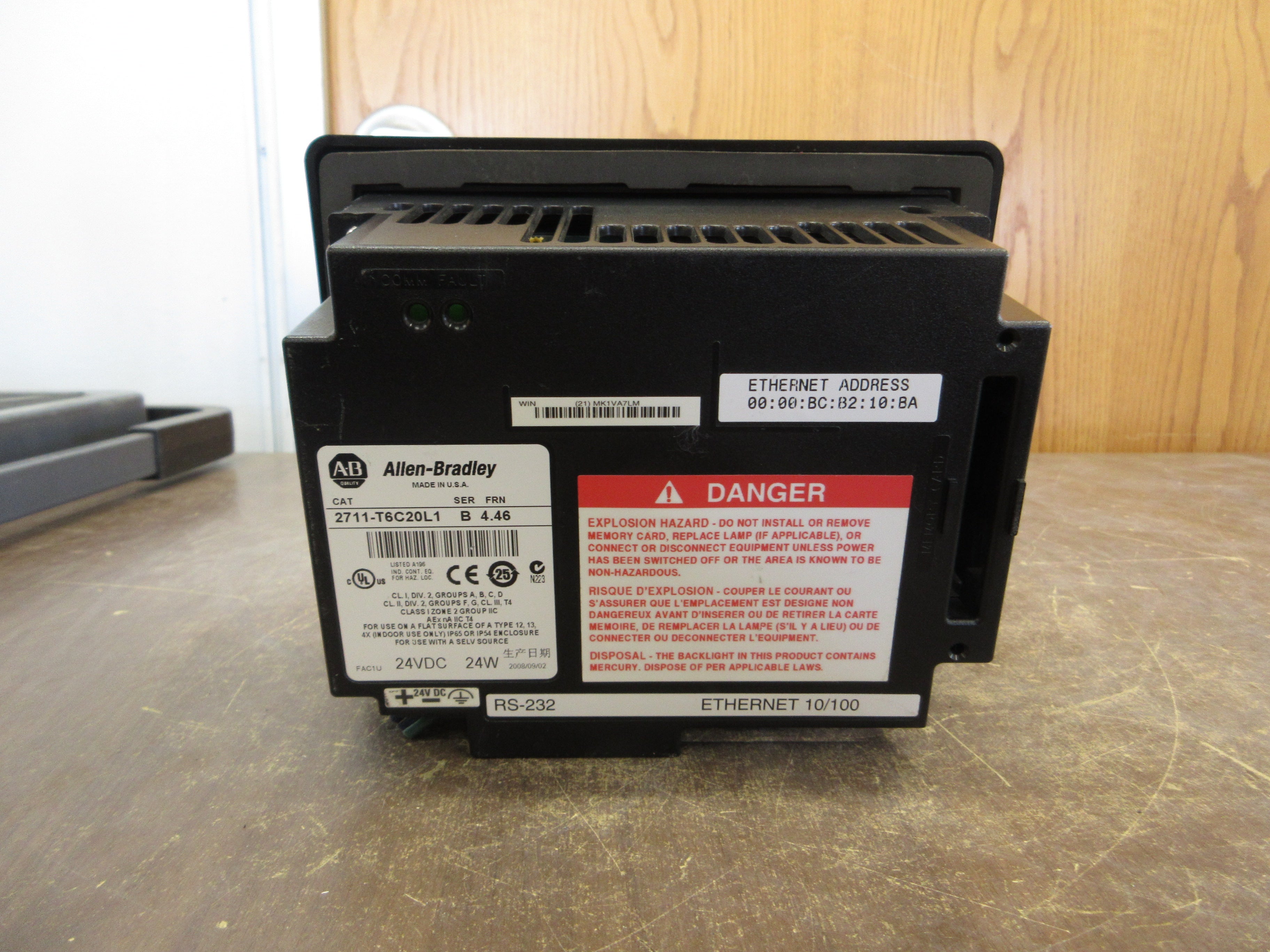 Allen-Bradley Panelview 600 2711-T6C20L1 Ser. B FRN: 4.46 24VDC 24W Used