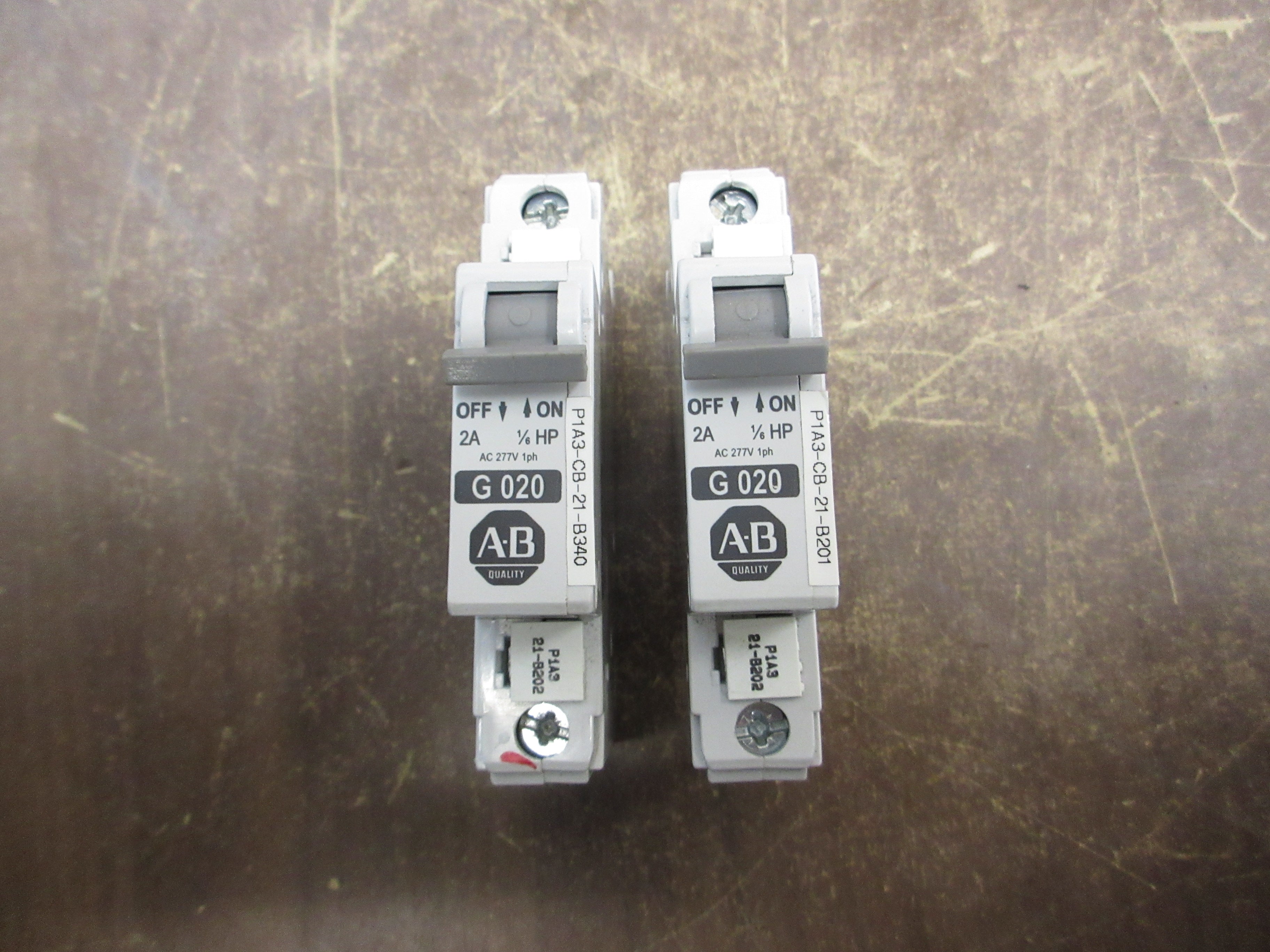 Allen-Bradley Circuit Breaker 1492-CB1-G020 2A 277V 1P *Lot of 2* Used