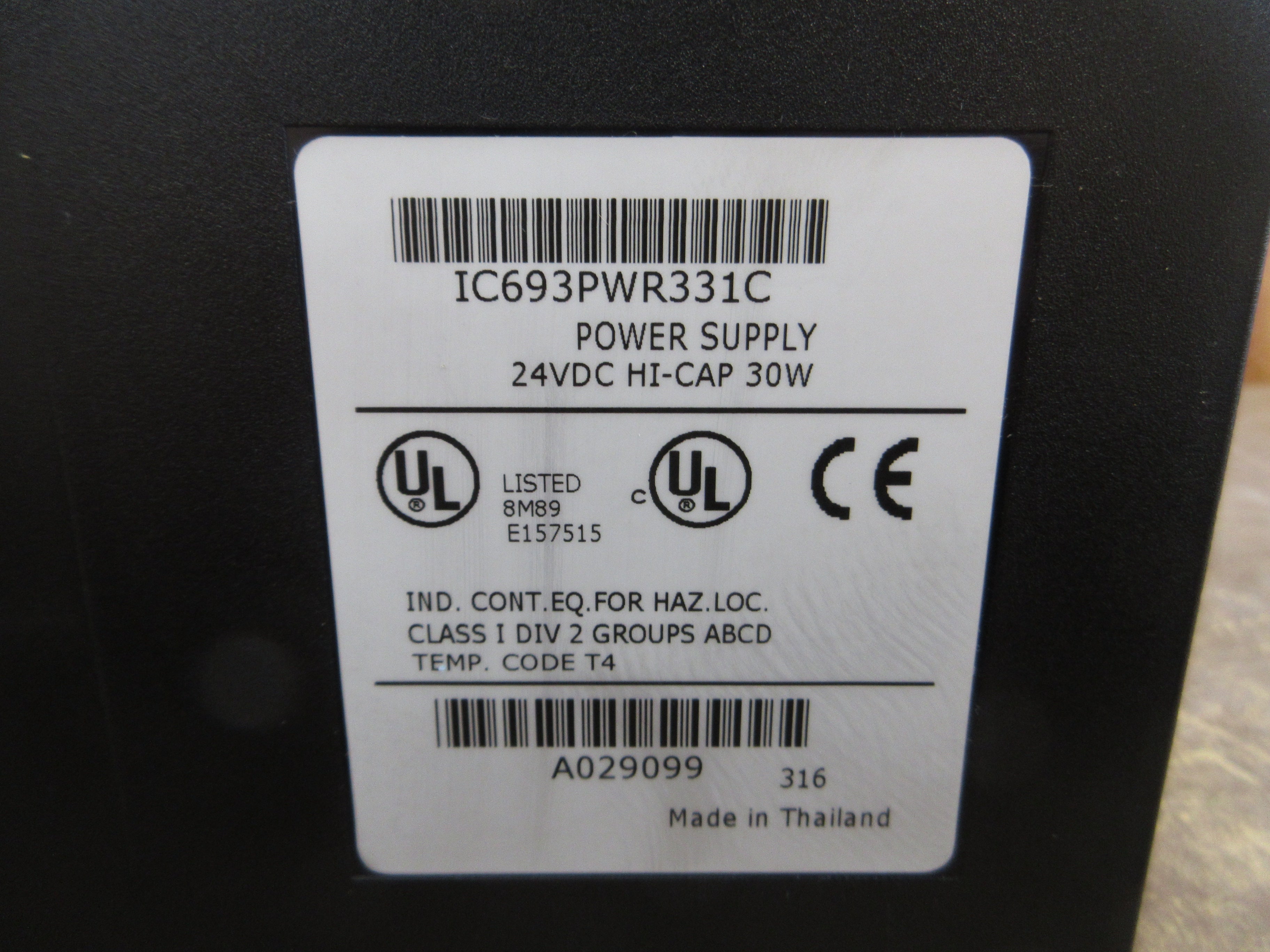 GE Fanuc Series 90-30 Power Supply IC693PWR331C 24VDC Hi-Cap 30W Used