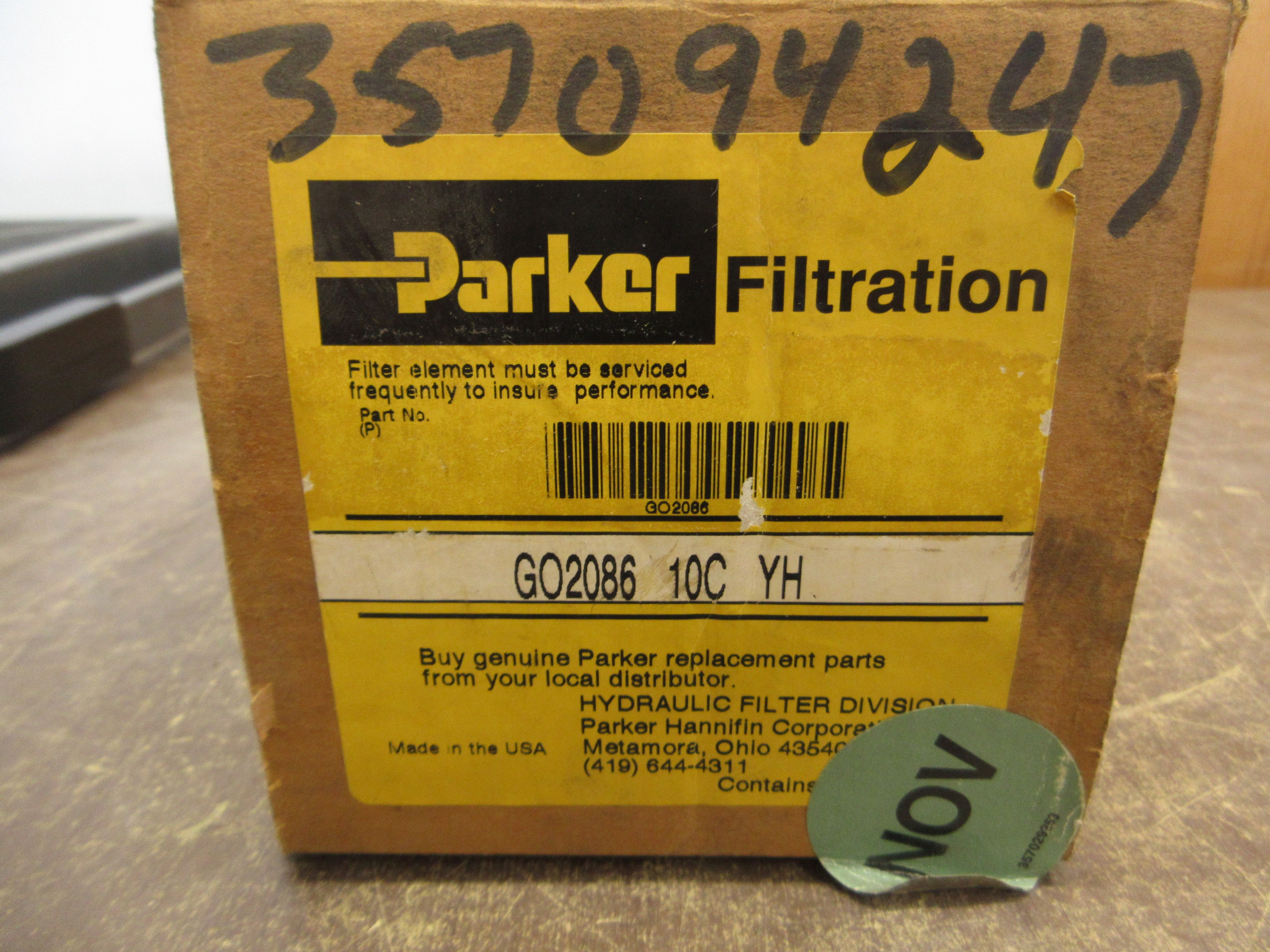 Parker Hydraulic Filter Element GO2086 10C YH New Surplus