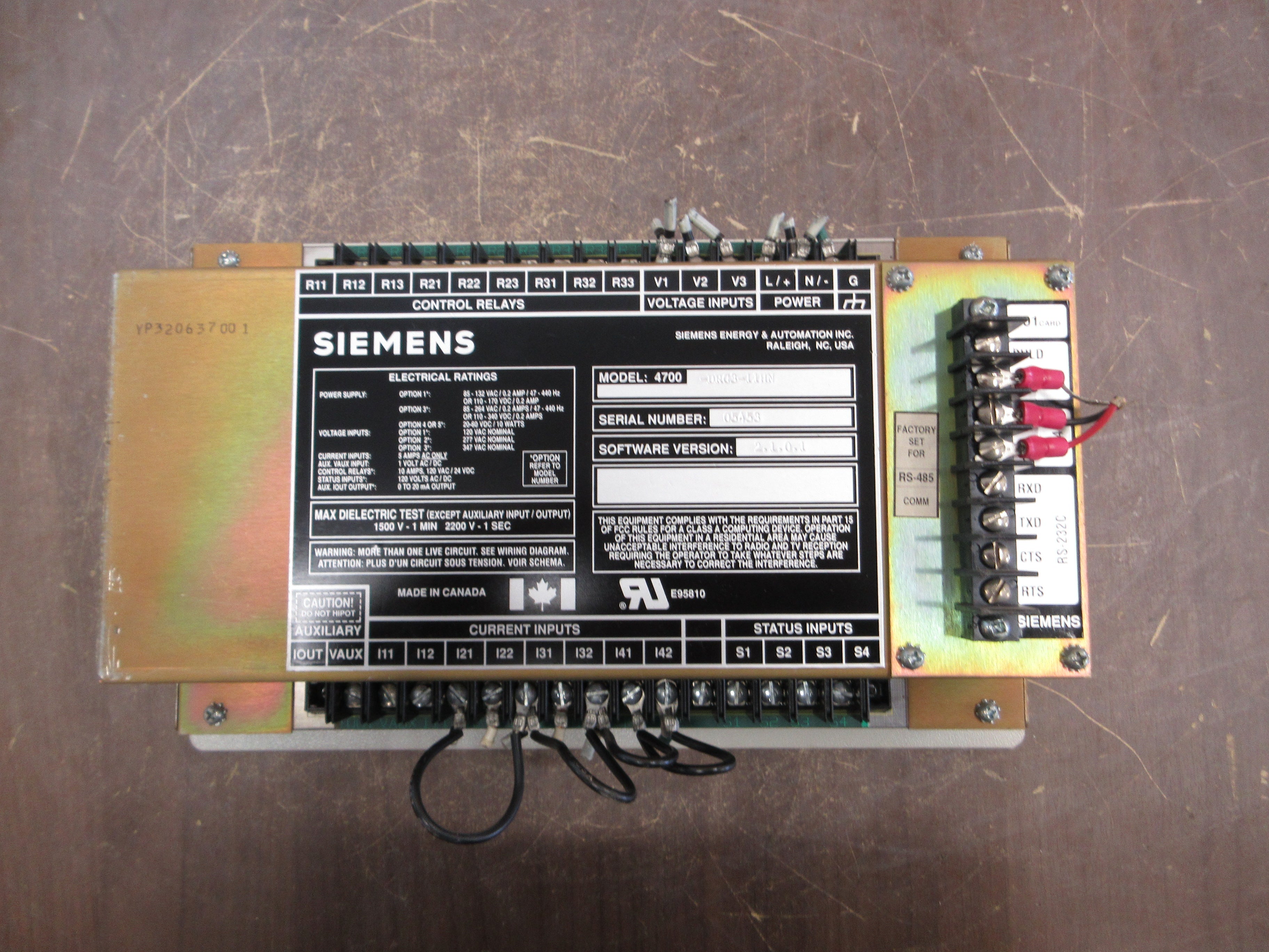 Siemens Power Meter 4700-DRC3-11HN S/W: 2.1.0.1 Used