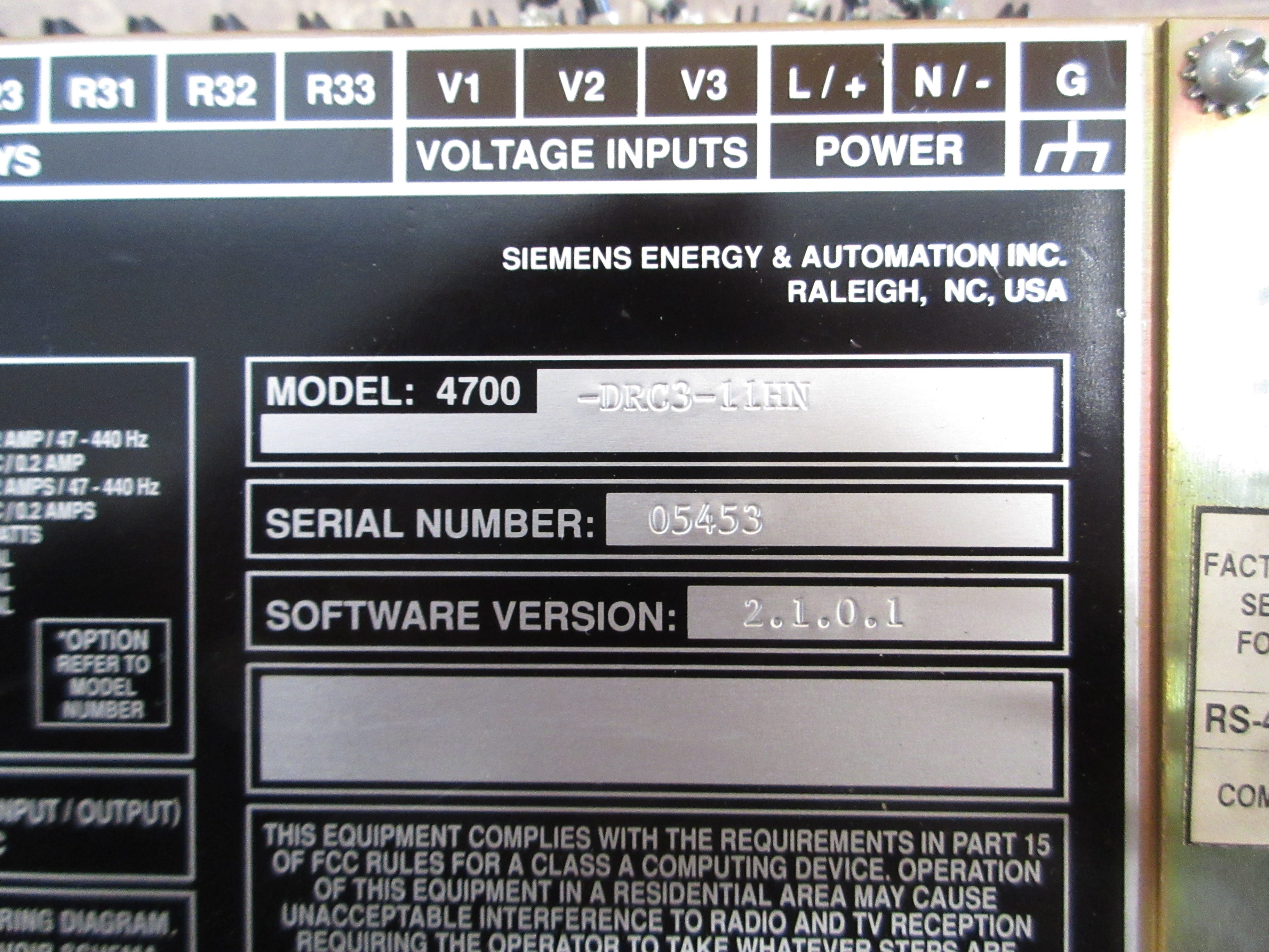Siemens Power Meter 4700-DRC3-11HN S/W: 2.1.0.1 Used