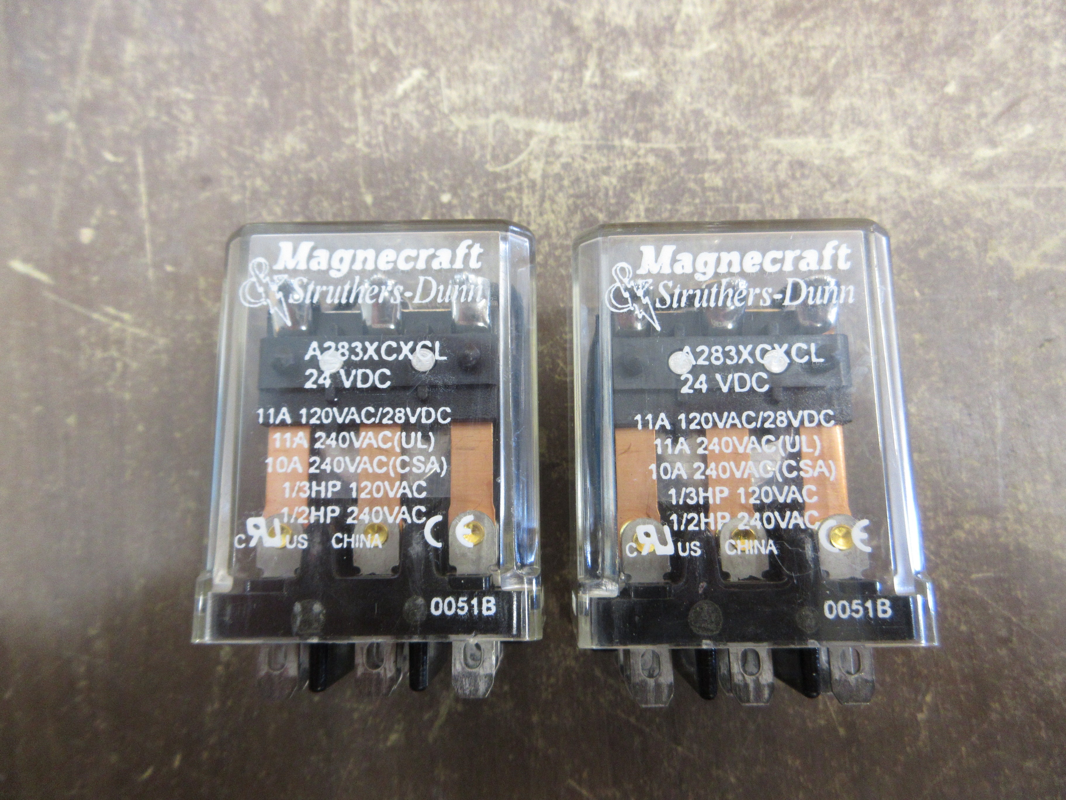 Magnecraft Struthers-Dunn Relay A283XCXCL 24VDC Coil *No Base* *Lot of 2* Used