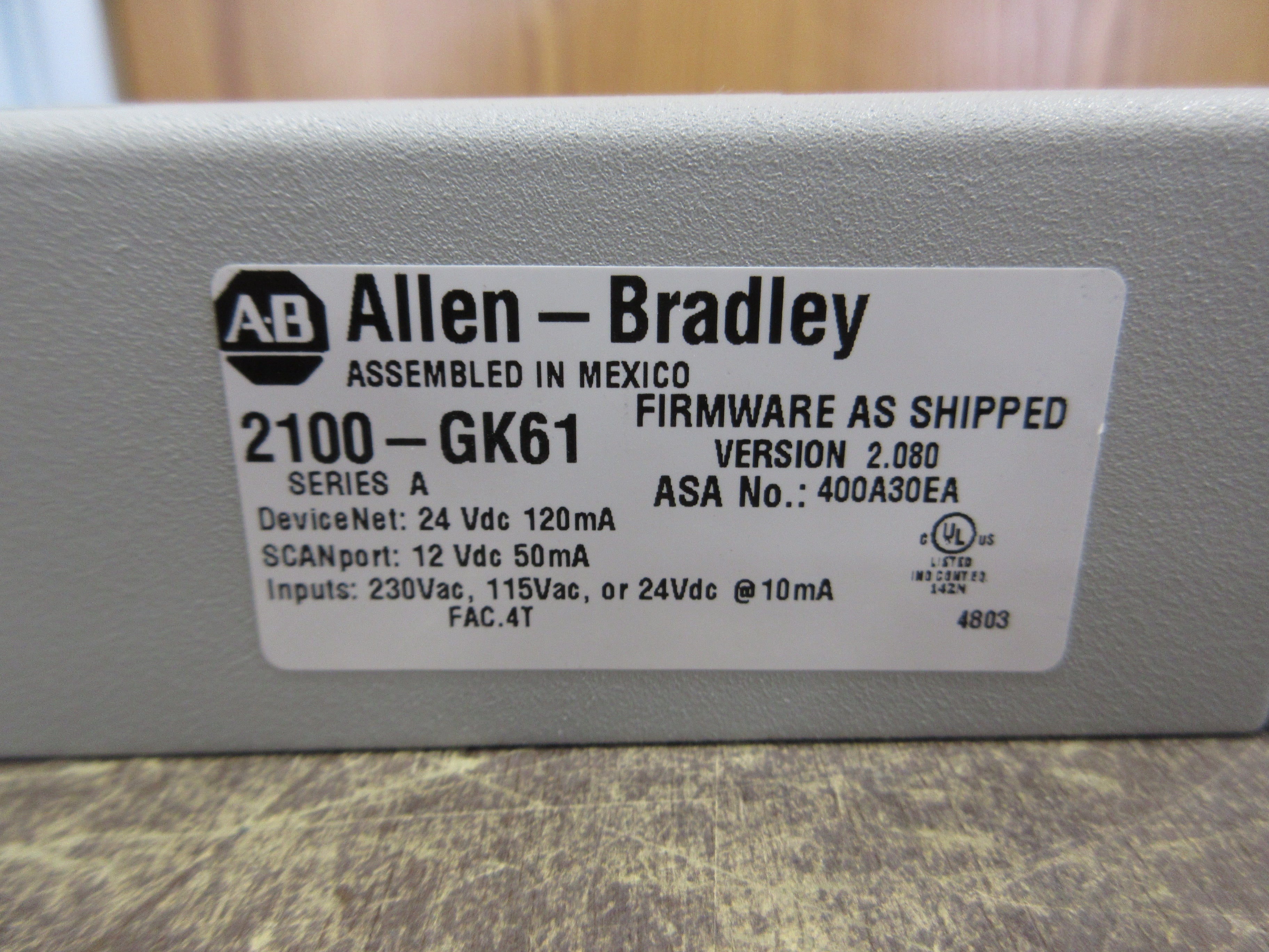 Allen-Bradley DeviceNet Comm Module 2100-GK61 FRN: 2.080 Series A Used