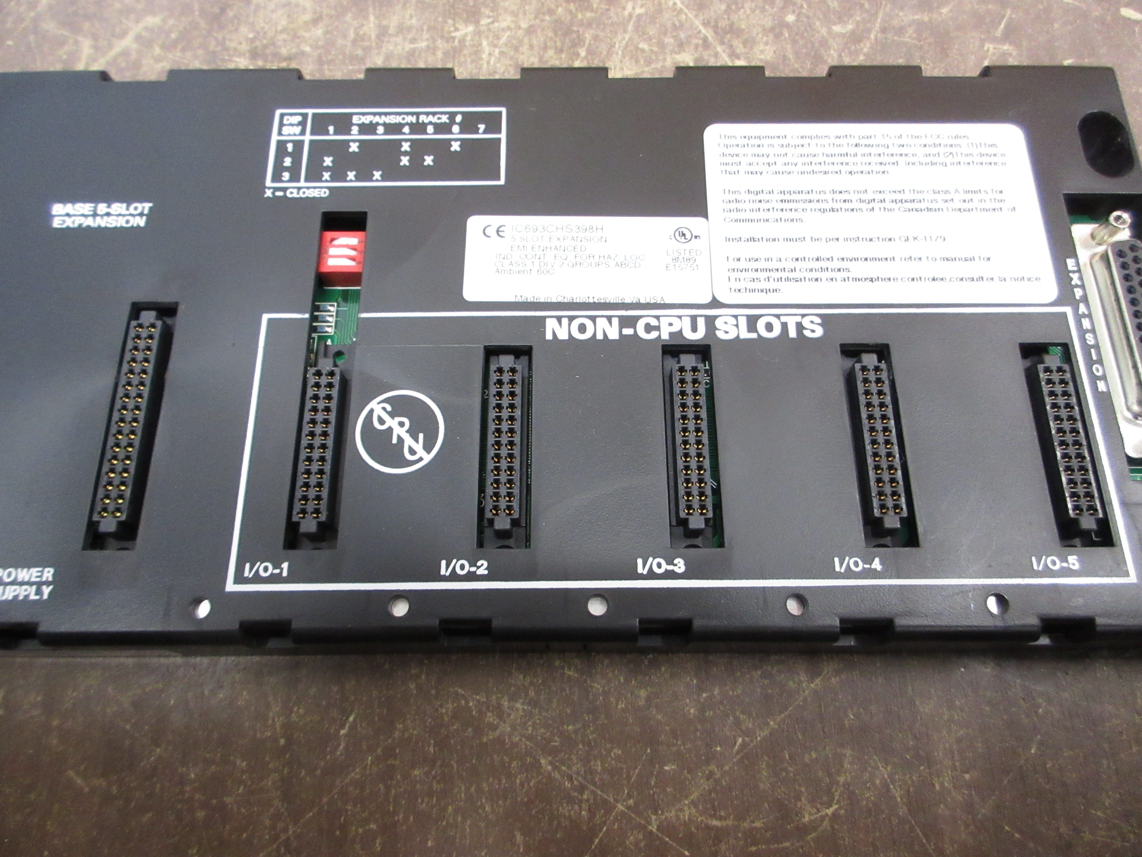 GE Fanuc 5-Slot Expansion IC693CHS398H EMI Enhanced Used