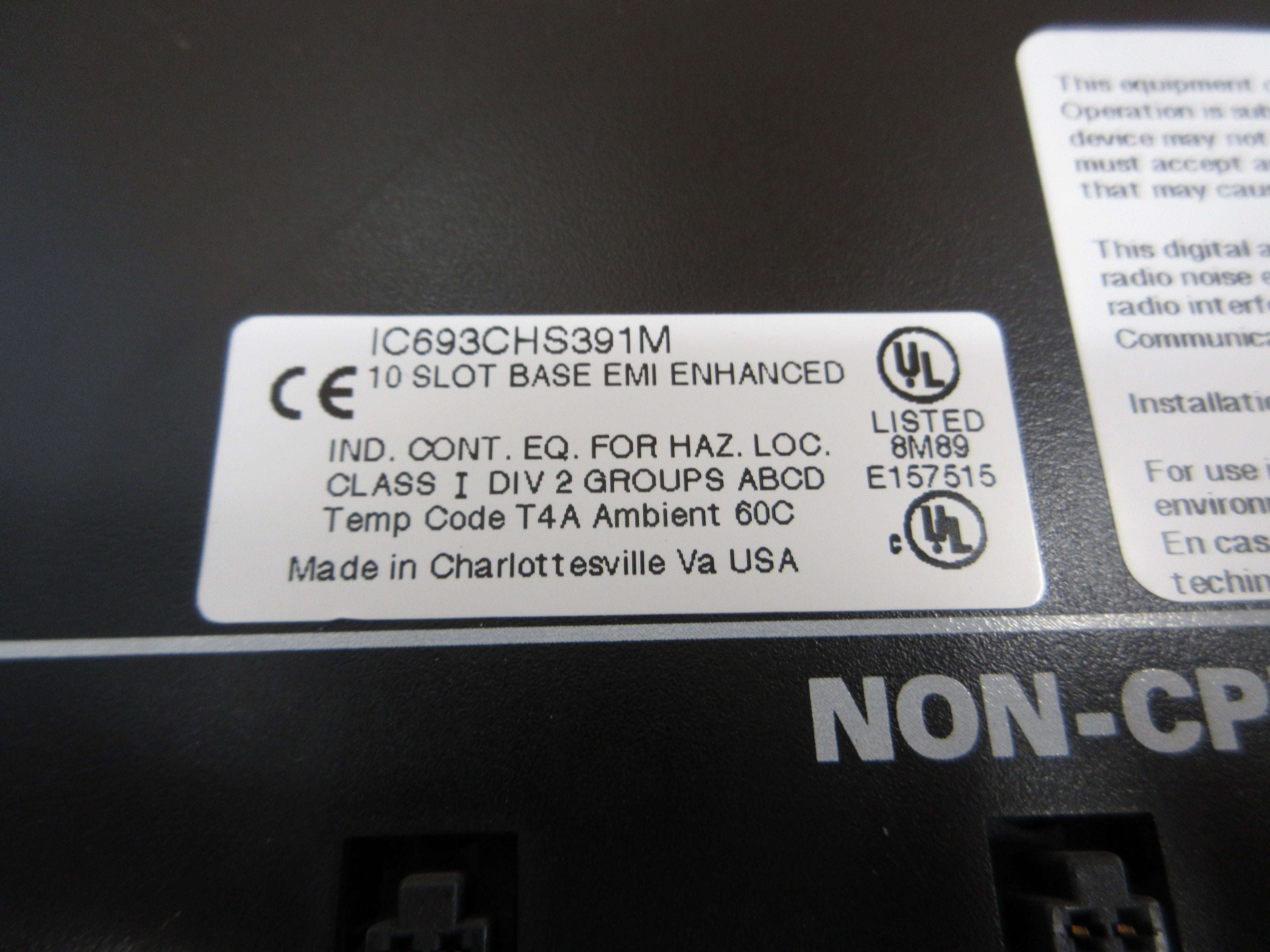 GE Fanuc 10-Slot Base IC693CHS391M EMI Enhanced Used