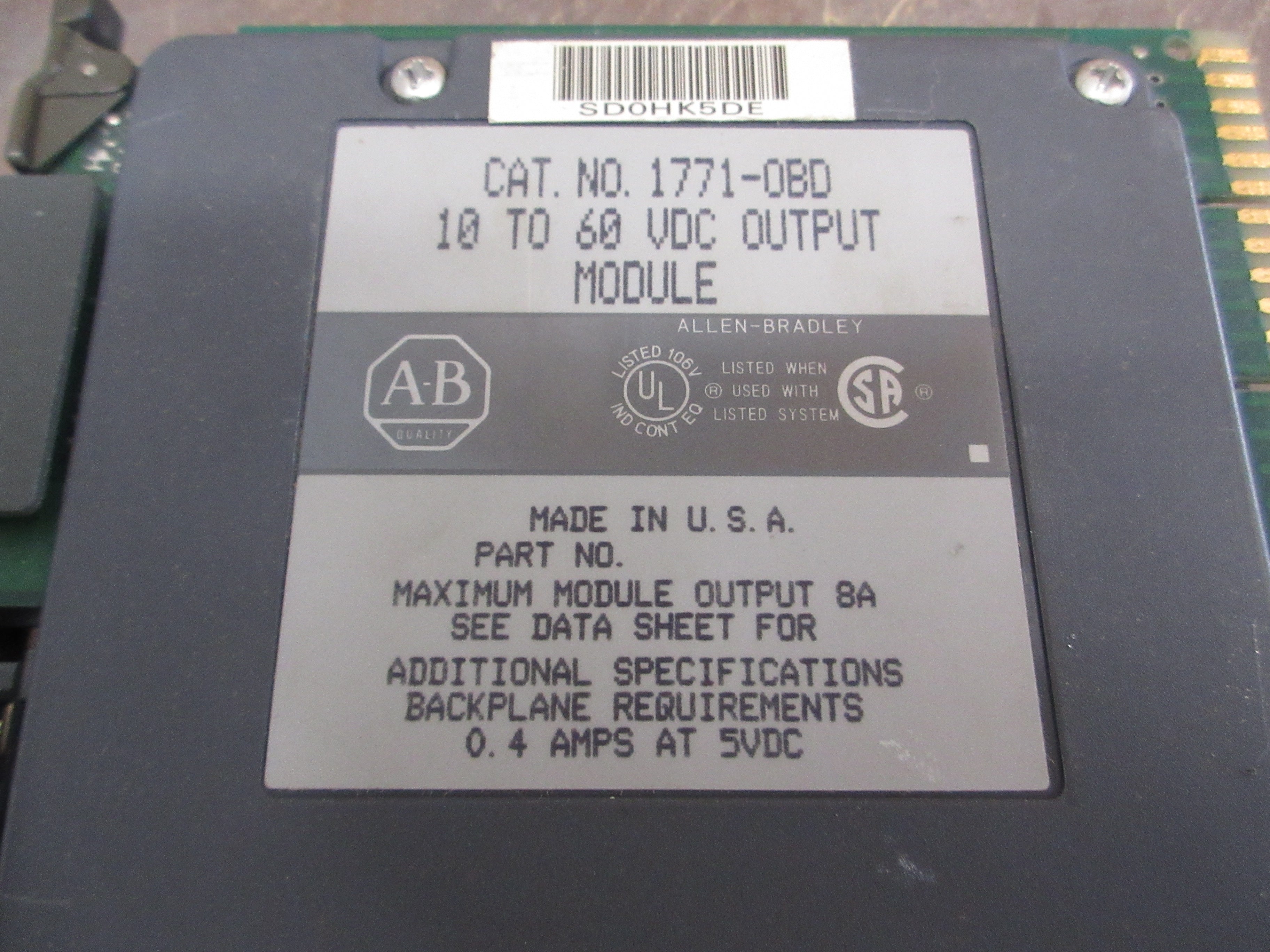 Allen-Bradley Output Module 1771-OBD 10-60VDC Used