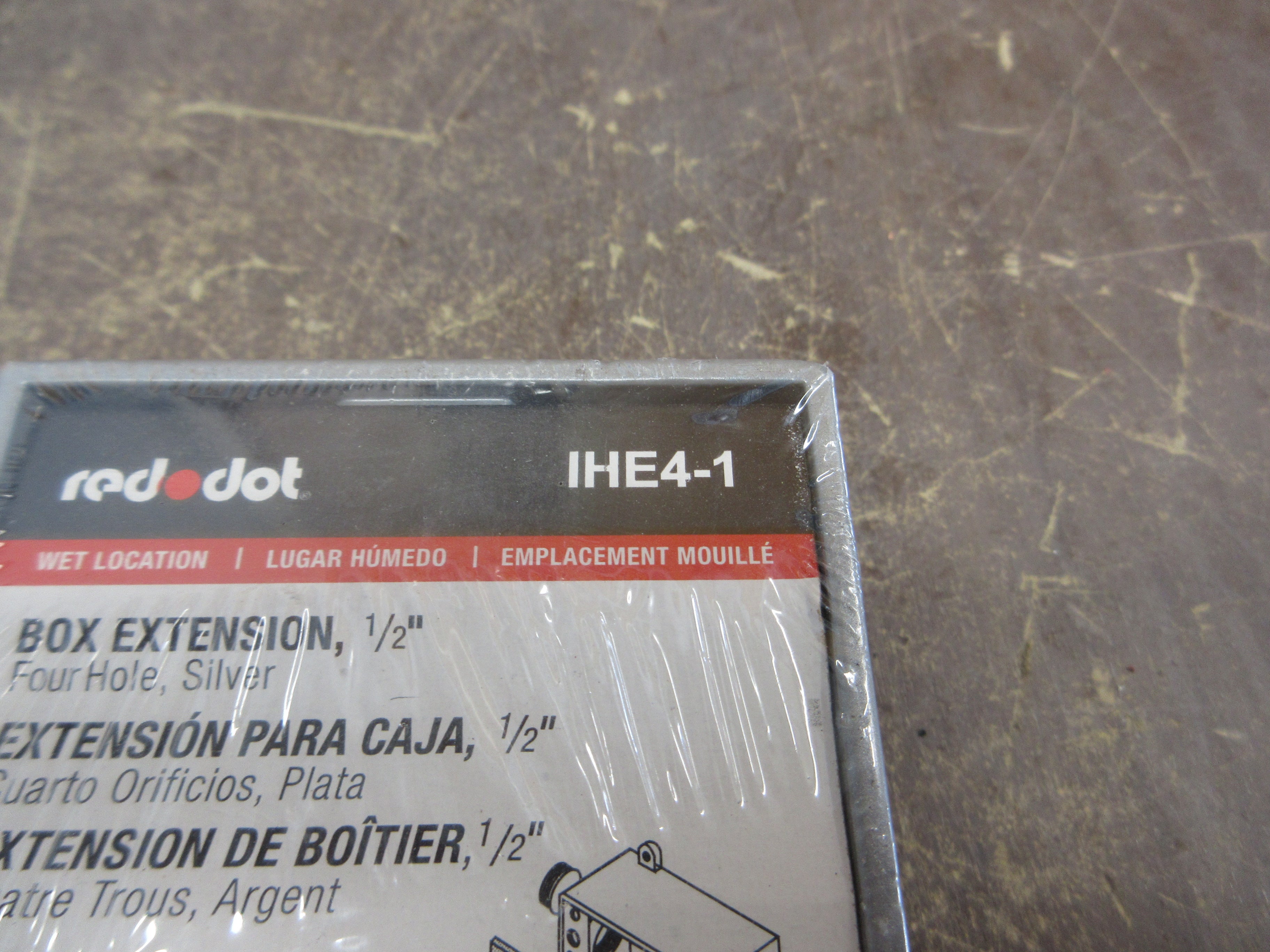 Red Dot Box Extension IHE4-1 1/2" Four-Hole Silver *Lot of 4* New Surplus