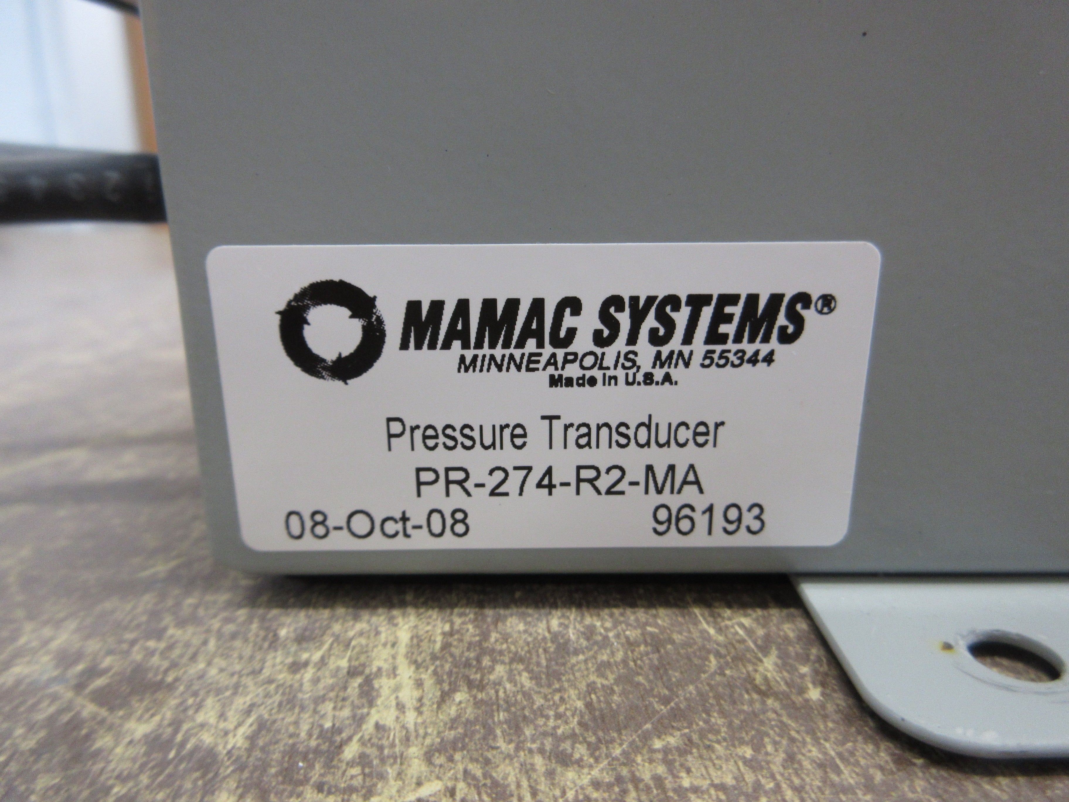 Mamac Systems Pressure Transducer PR-274-R2-MA Used