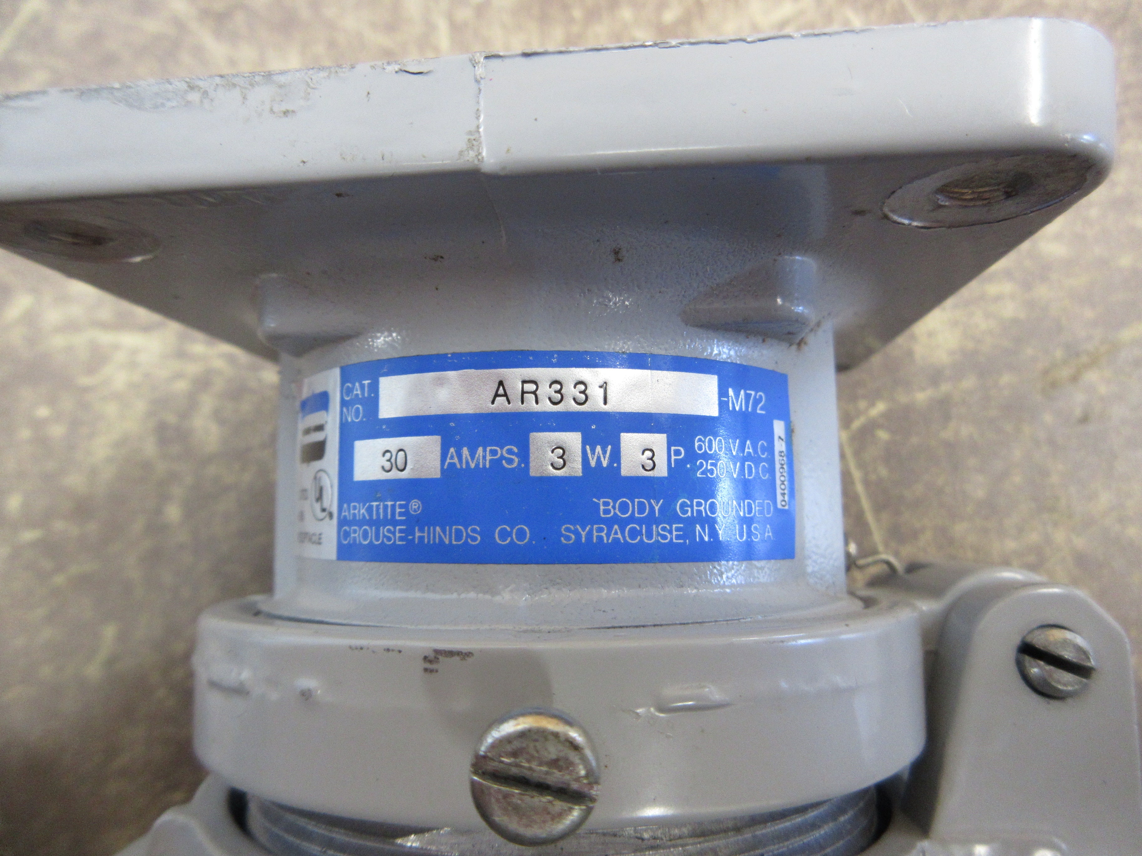 Crouse-Hinds Arktite Receptacle AR331 30A 600V 3W 3P Used