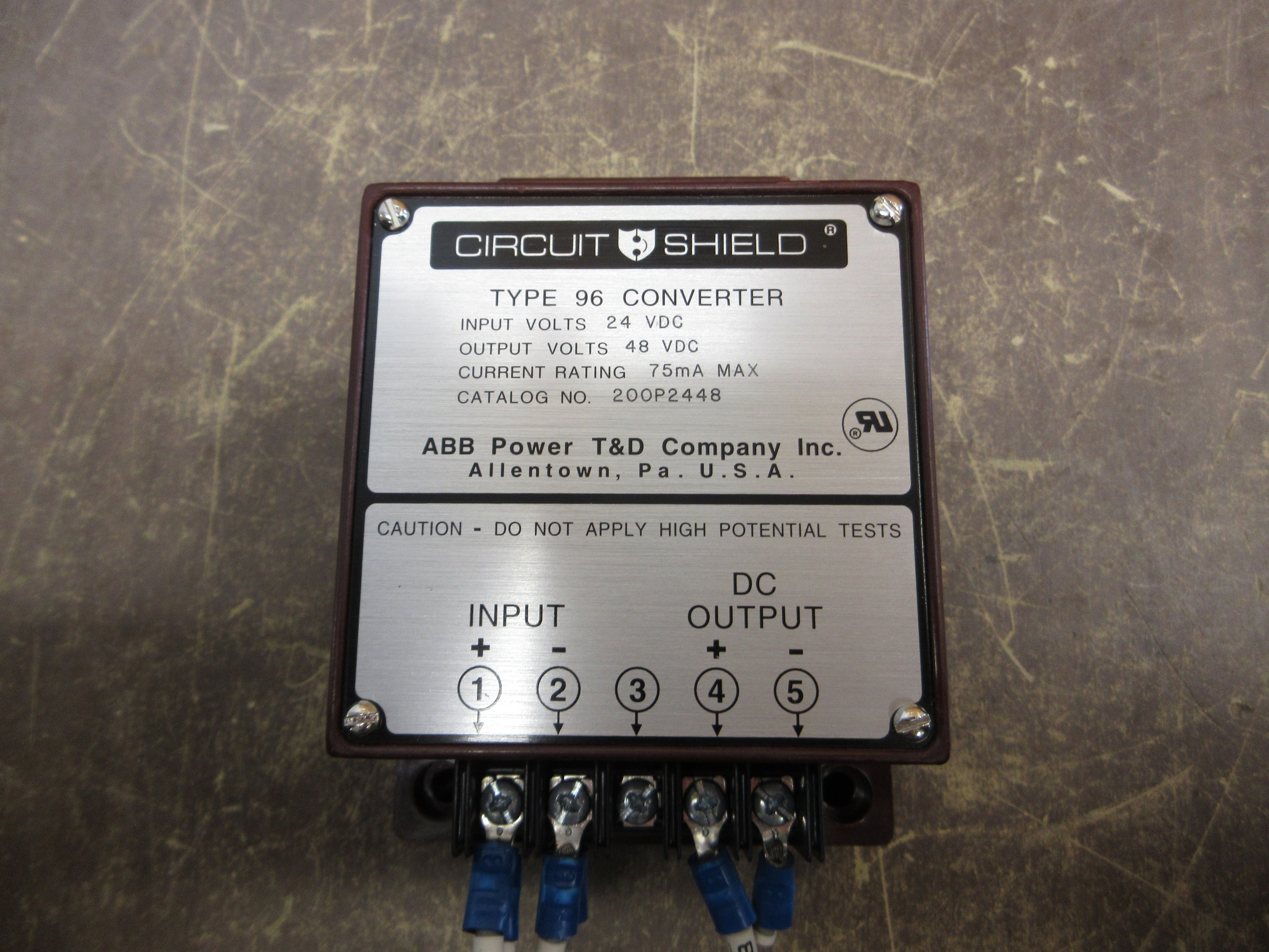 ABB Circuit Shield Type 96 Converter 200P2448 Input: 24VDC Output: 48VDC 75mA