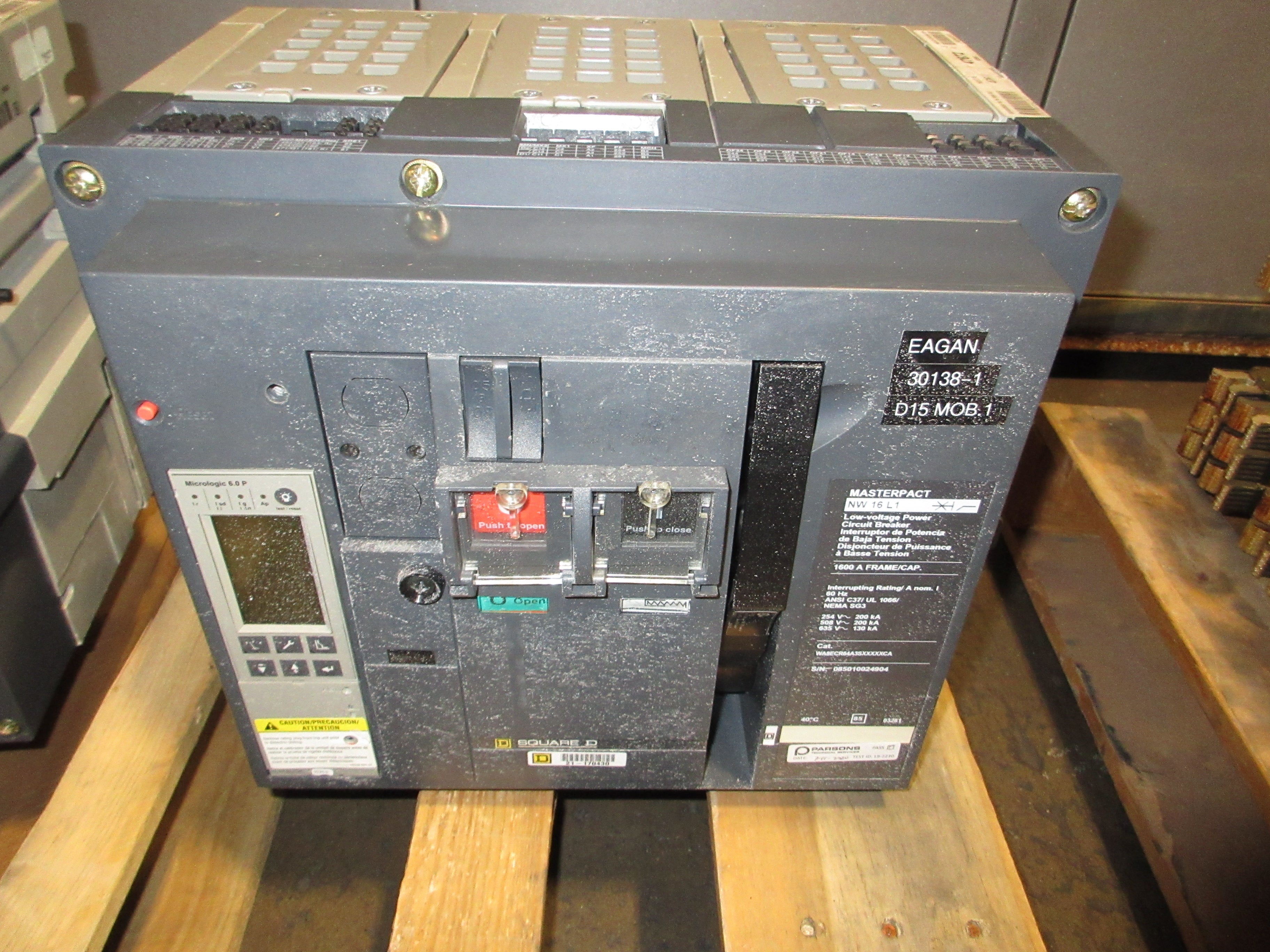 Square D Masterpact NW 16 L1 Circuit Breaker WA8EER64A3SXXXXXCA 1600A Used