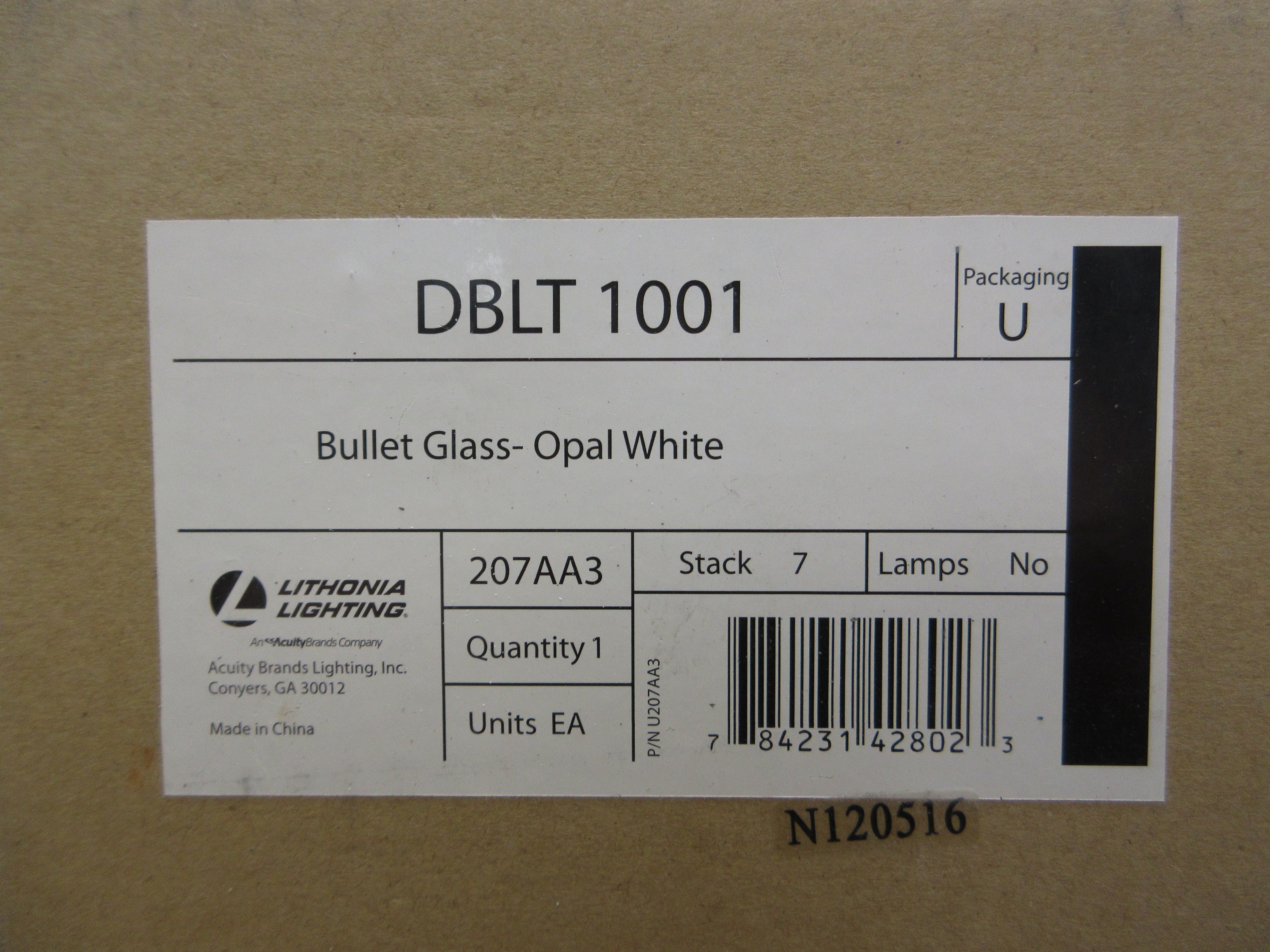 Lithonia Lighting Mini Pendant DBLT 1001 Opal White Bullet Glass *Damaged Box*