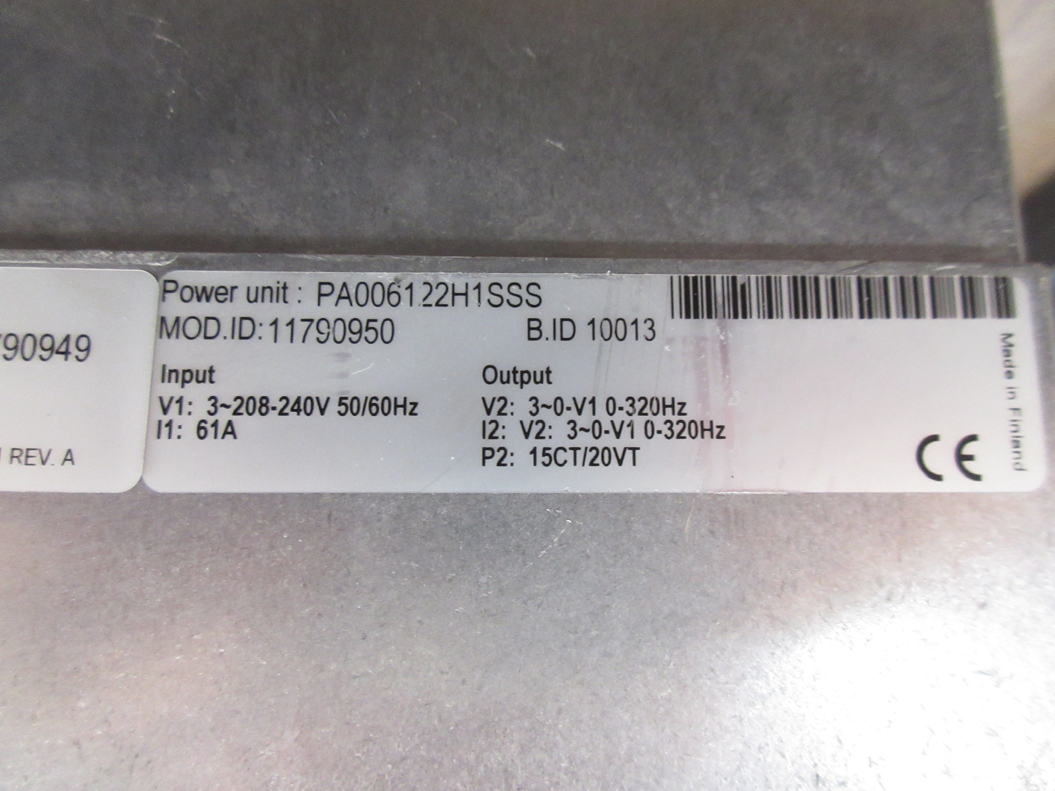 Honeywell AC Drive PA006122H1SSS 20HP 3Ph w/ Keypad Used