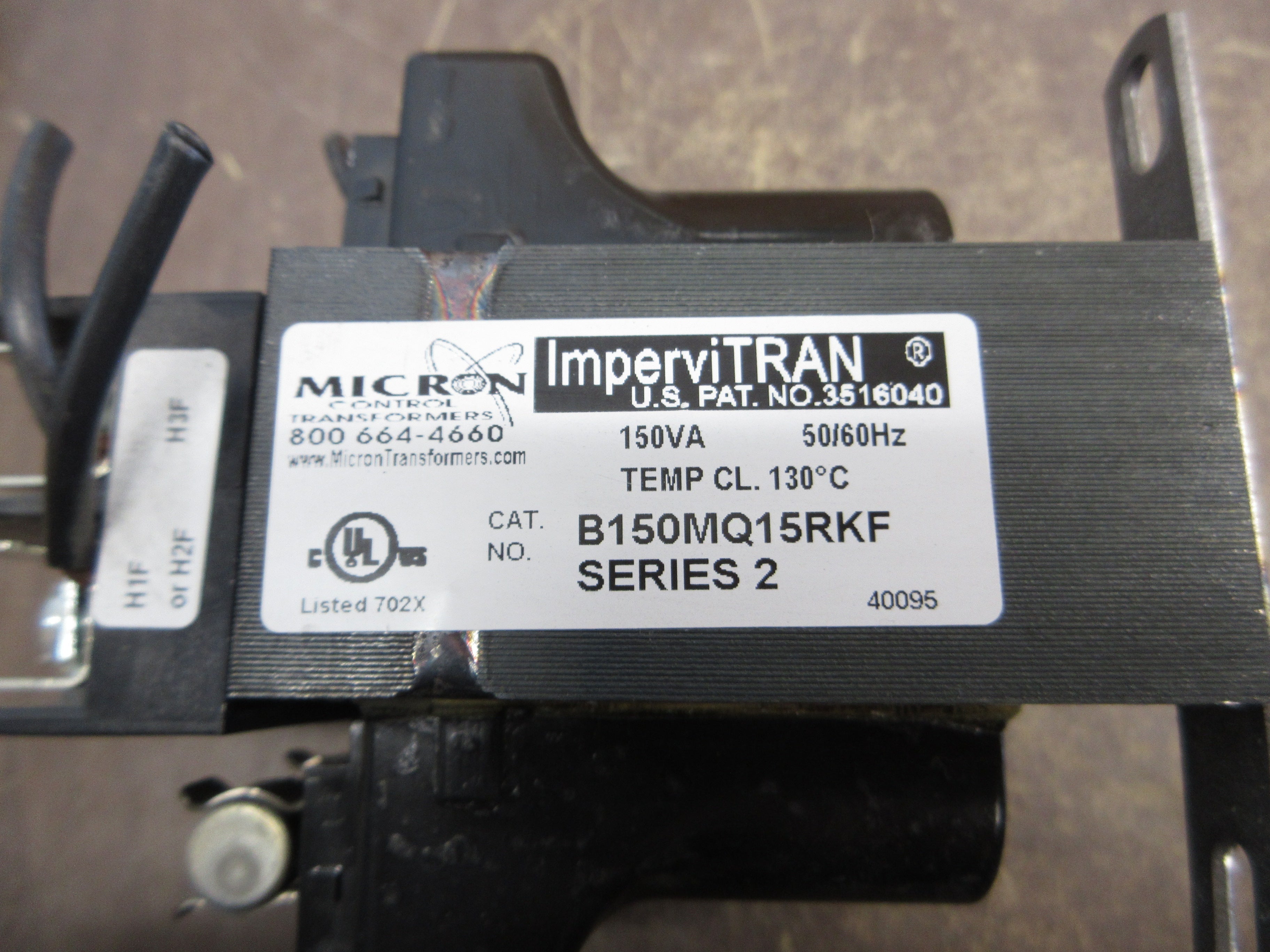 Micron ImperviTRAN Control Transformer B150MQ15RKF Ser. 2 150VA 50/60Hz Used