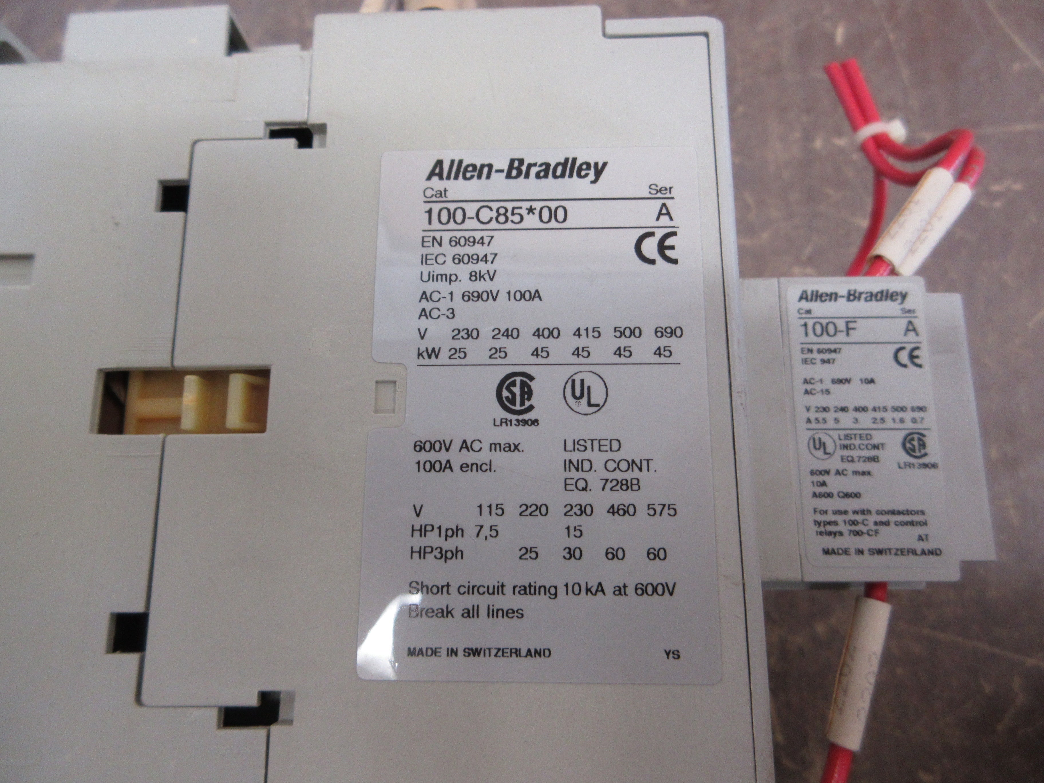 Allen-Bradley Reversing Starter 100-C85*00 / 193-TCC75 120V Coil Trip: 60-75A