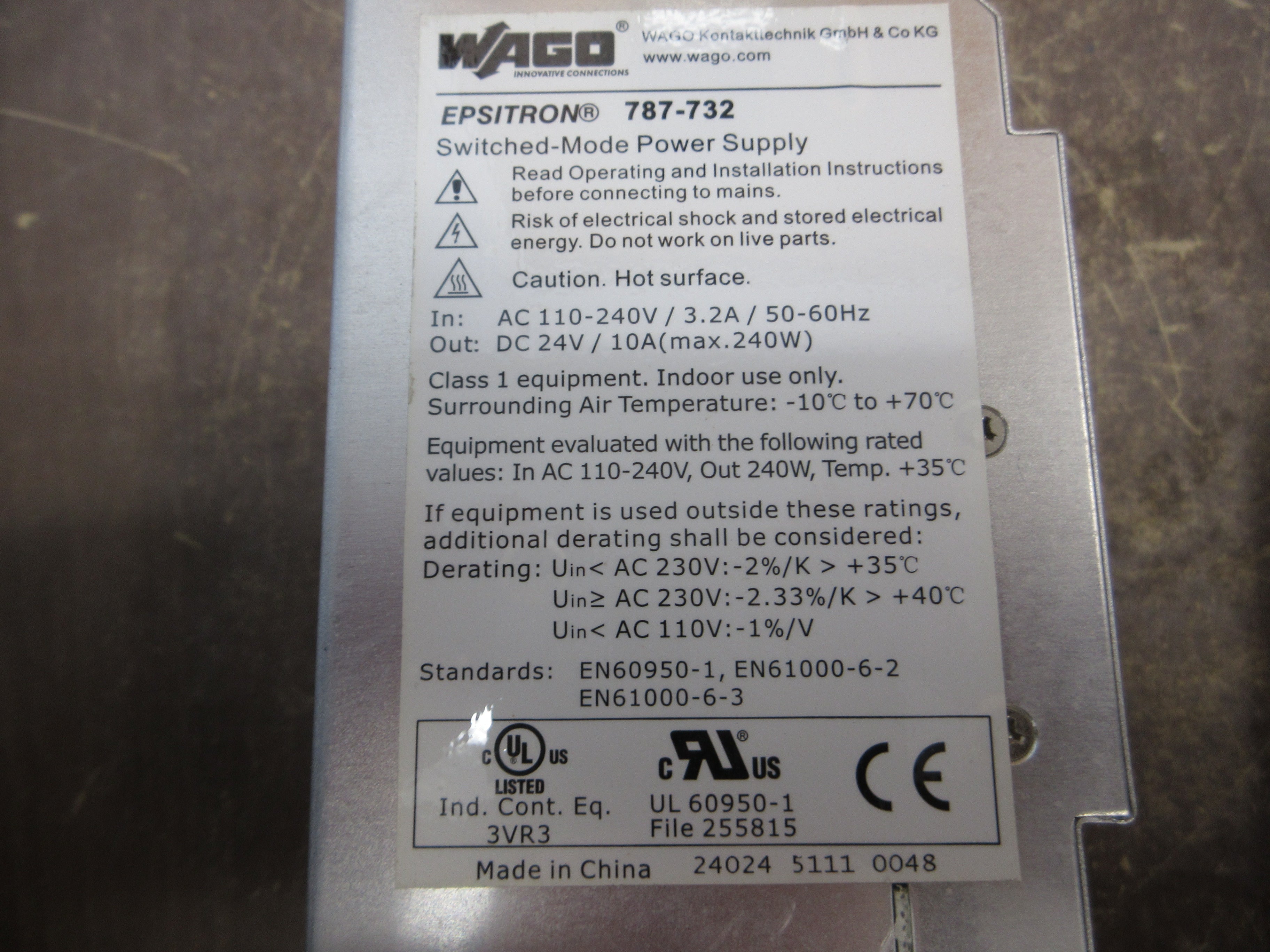 Wago Epsitron Power Supply 787-732 240W Used
