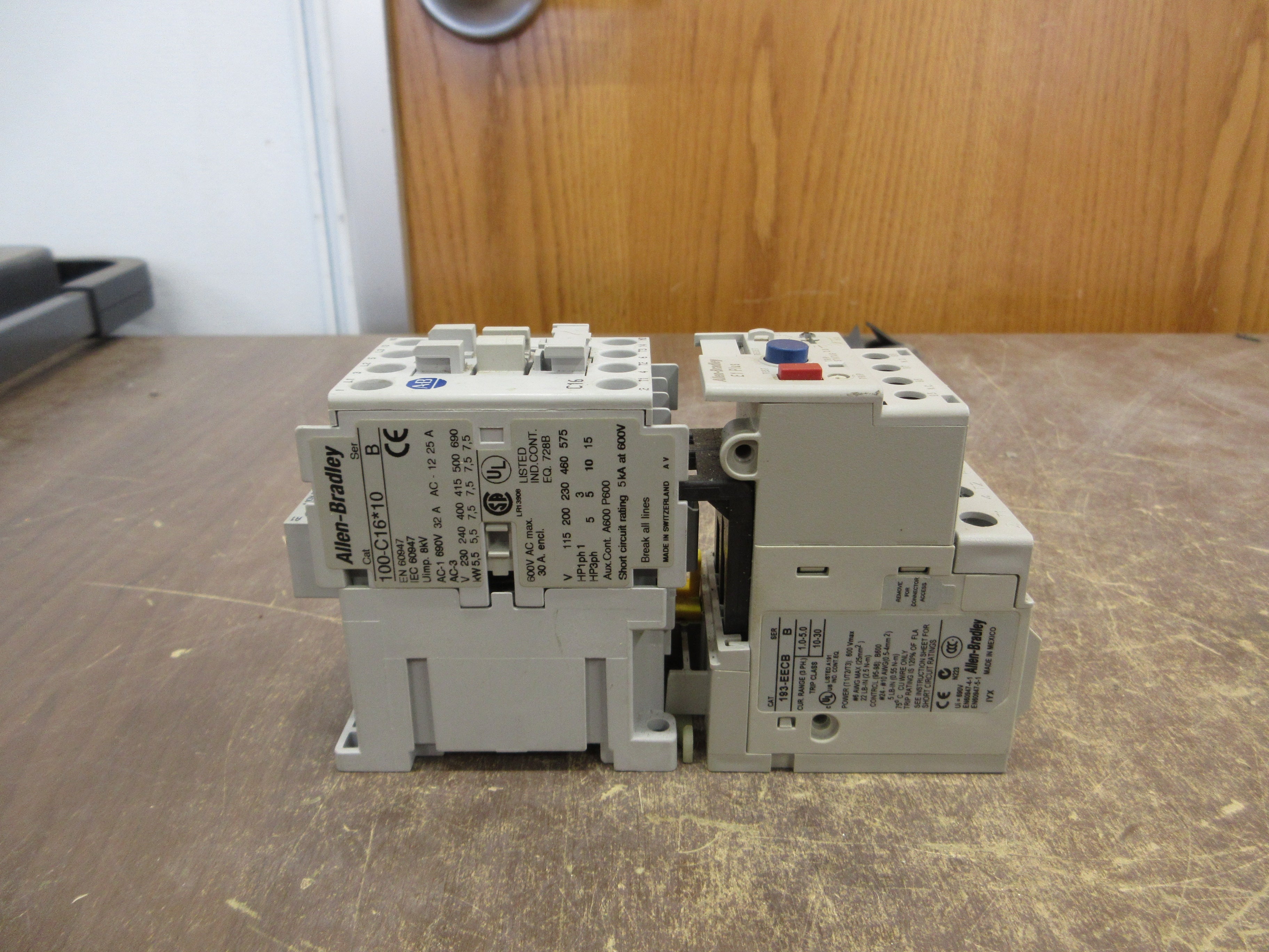Allen-Bradley Starter 100-C16*00 / 193-EECB 120V Coil Trip: 1.0-5.0A Used