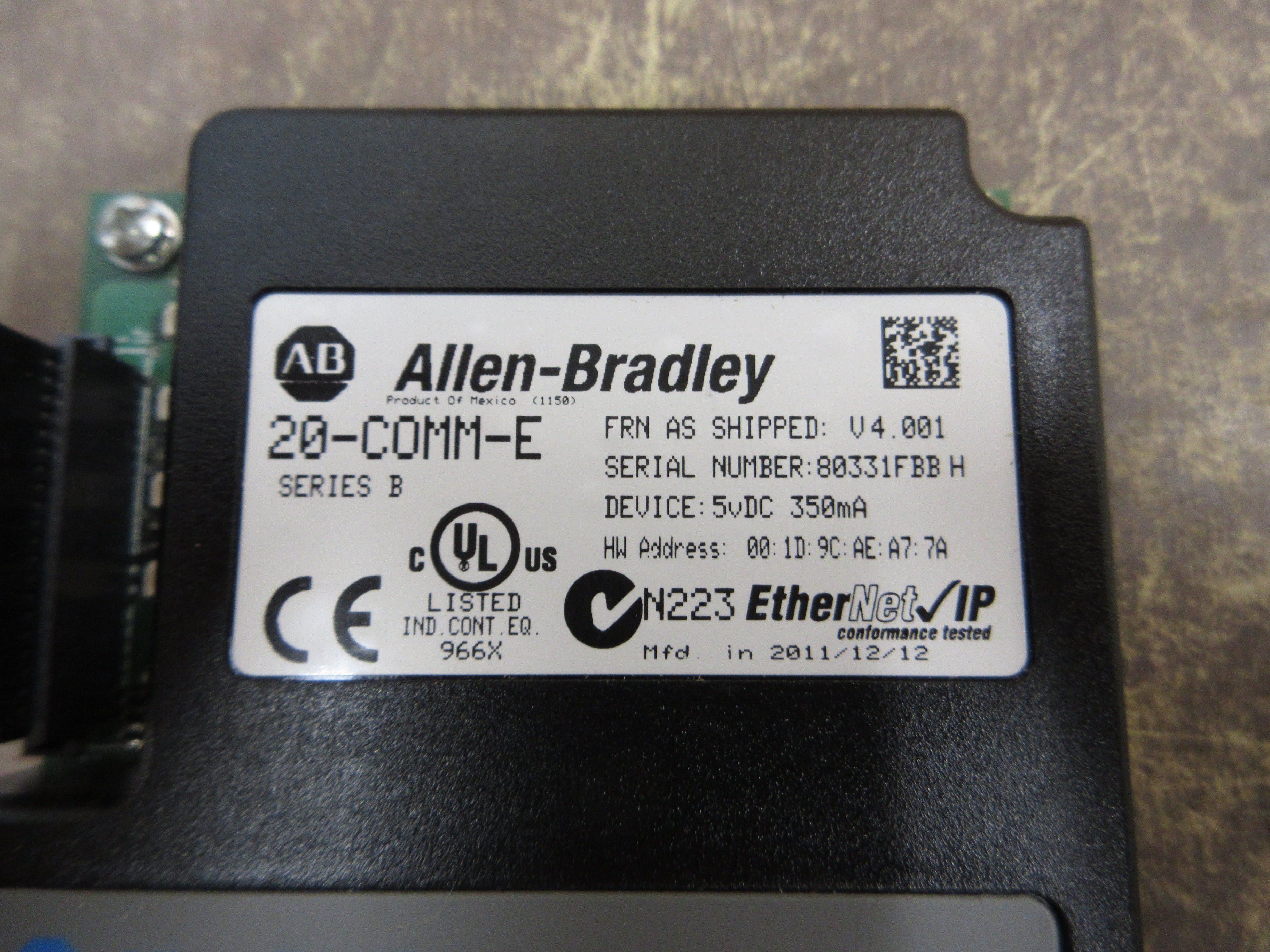 Allen-Bradley Ethernet/IP Adapter 20-COMM-E Ser. B FRN: V4.001 *No Box* New Surplus