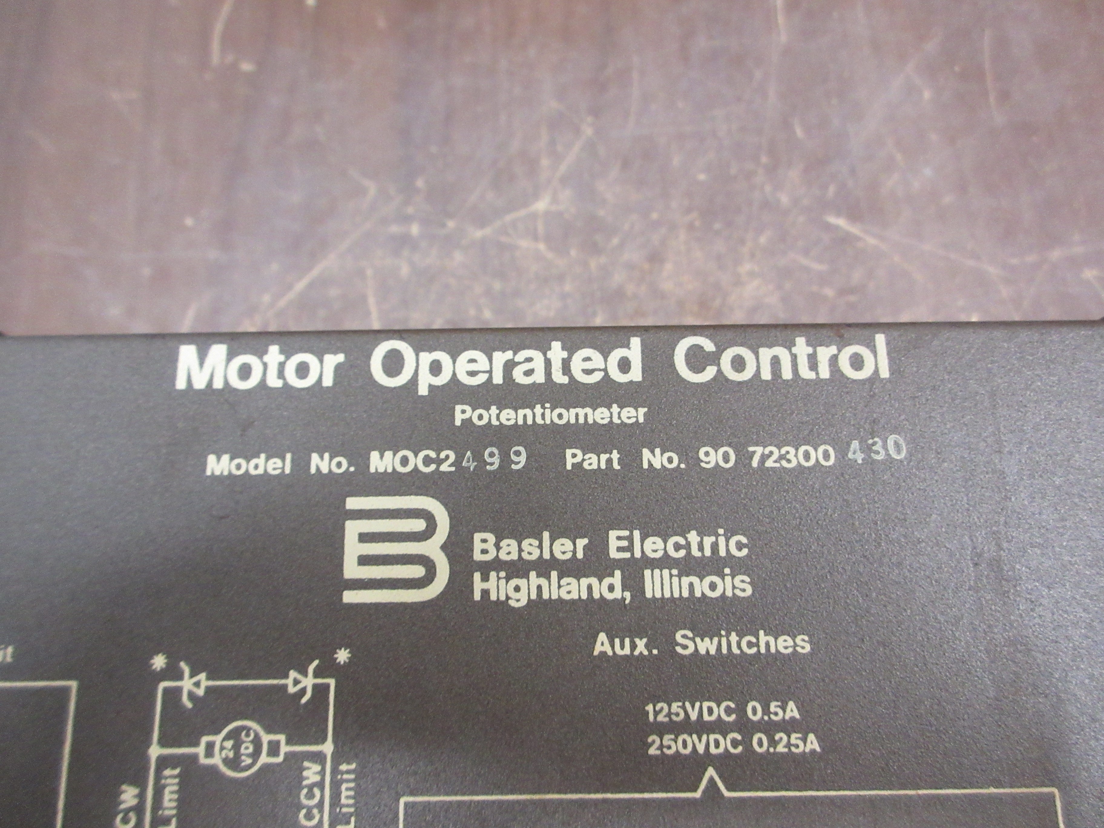 Basler Electric MOC2499 Motor Operated Control / Potentiometer 90 72300430 Used