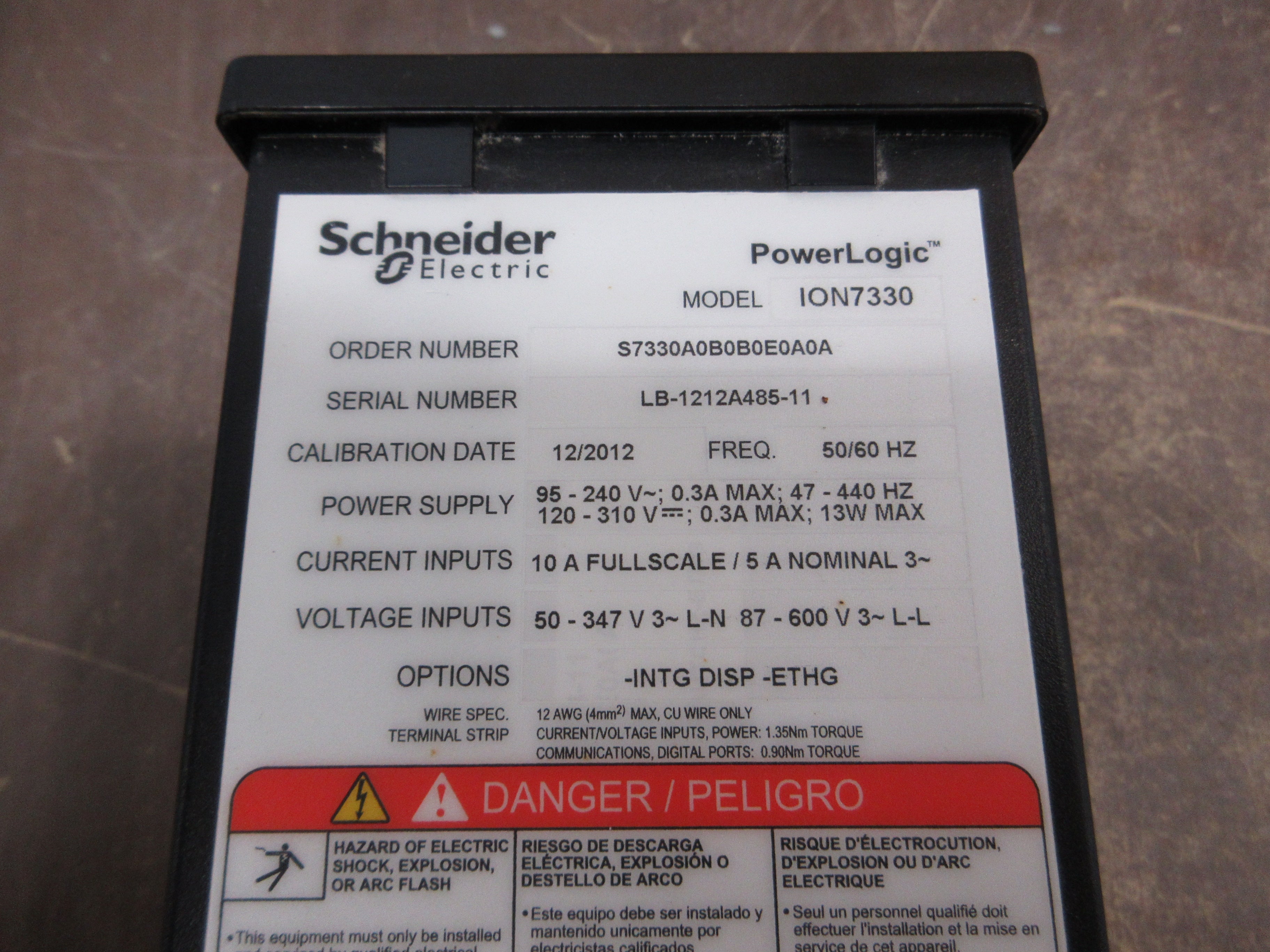 Square D PowerLogic ION7330 Power Meter S7330A0B0B0E0A0A Used