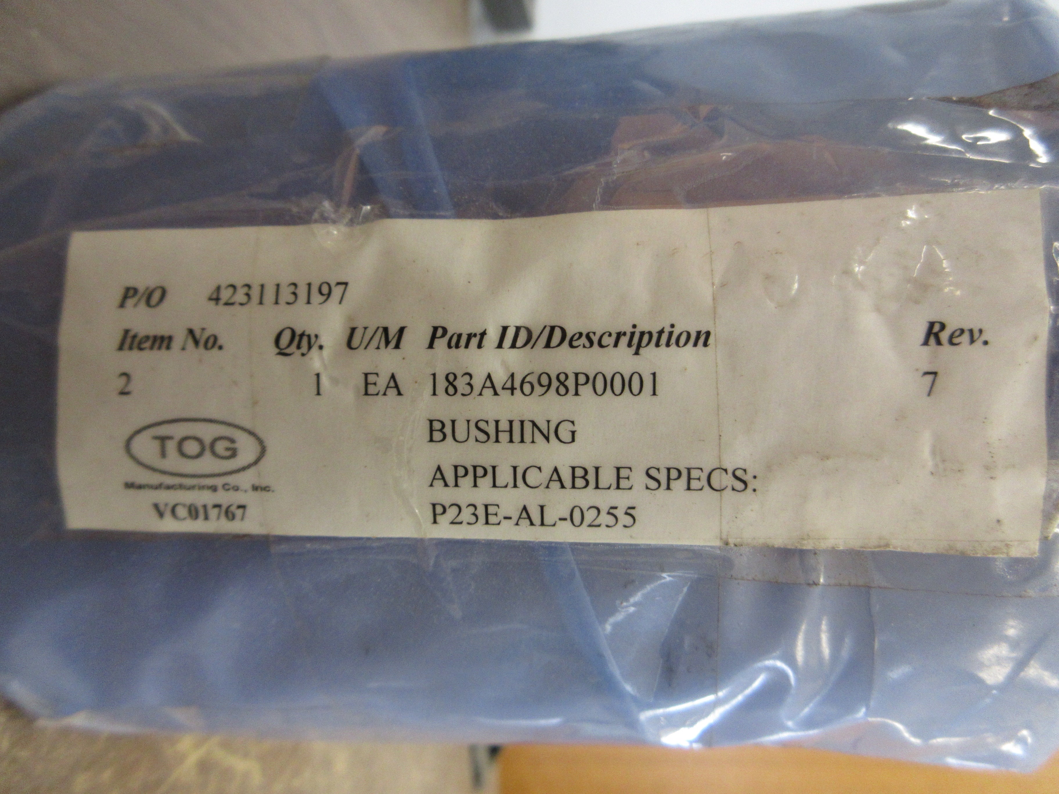 TOG Bushing 183A4698P0001 *No Box* New Surplus
