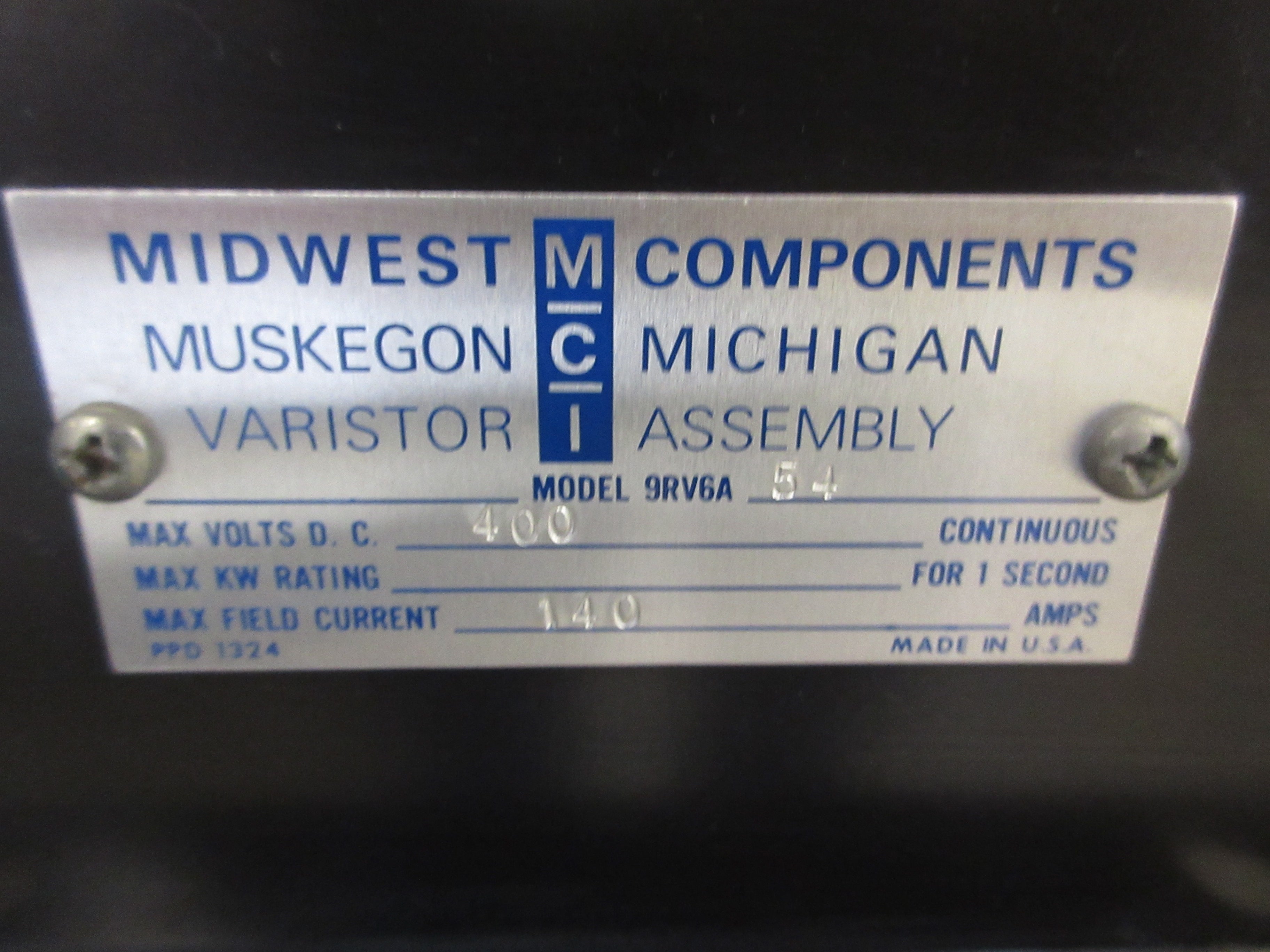 Midwest Components Varistor Assembly 9RV6A54 400VDC 140A Used
