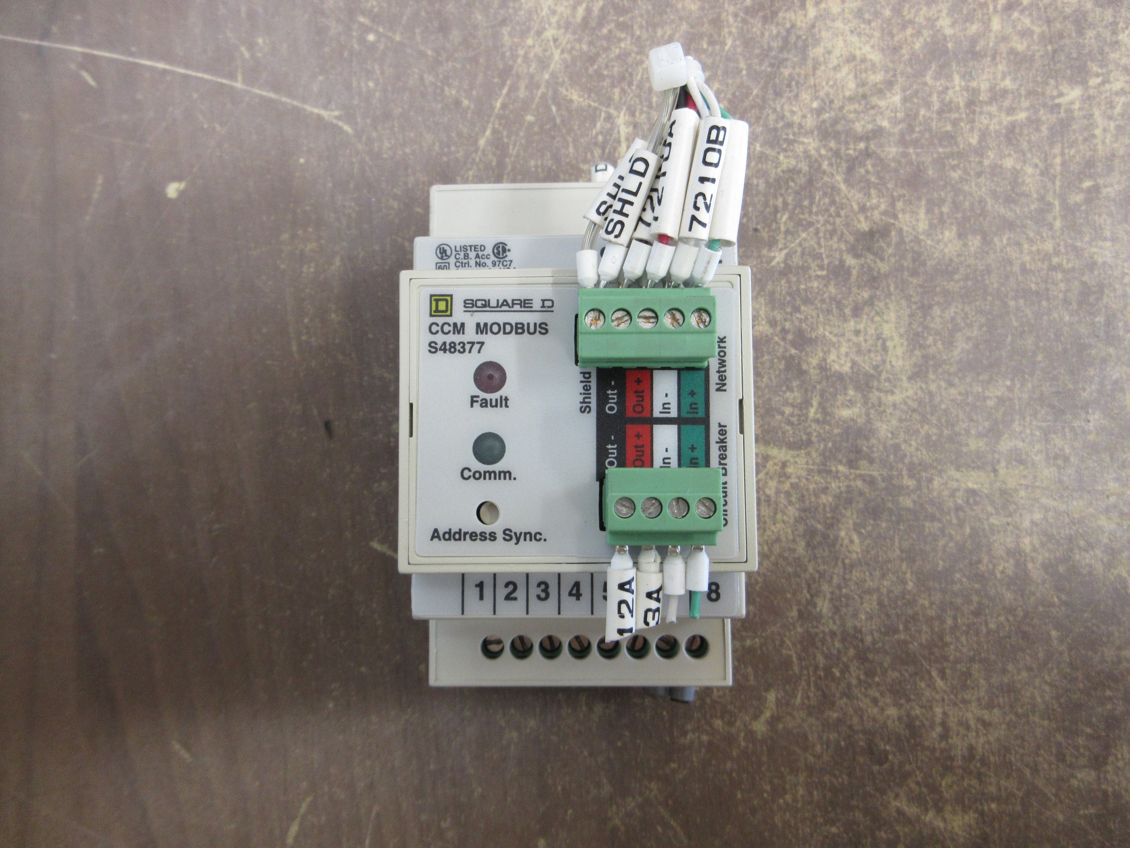 Square D CCM Modbus Module S48377 *(2) Broken Clip* *Broken DIN Rail Mount* Used