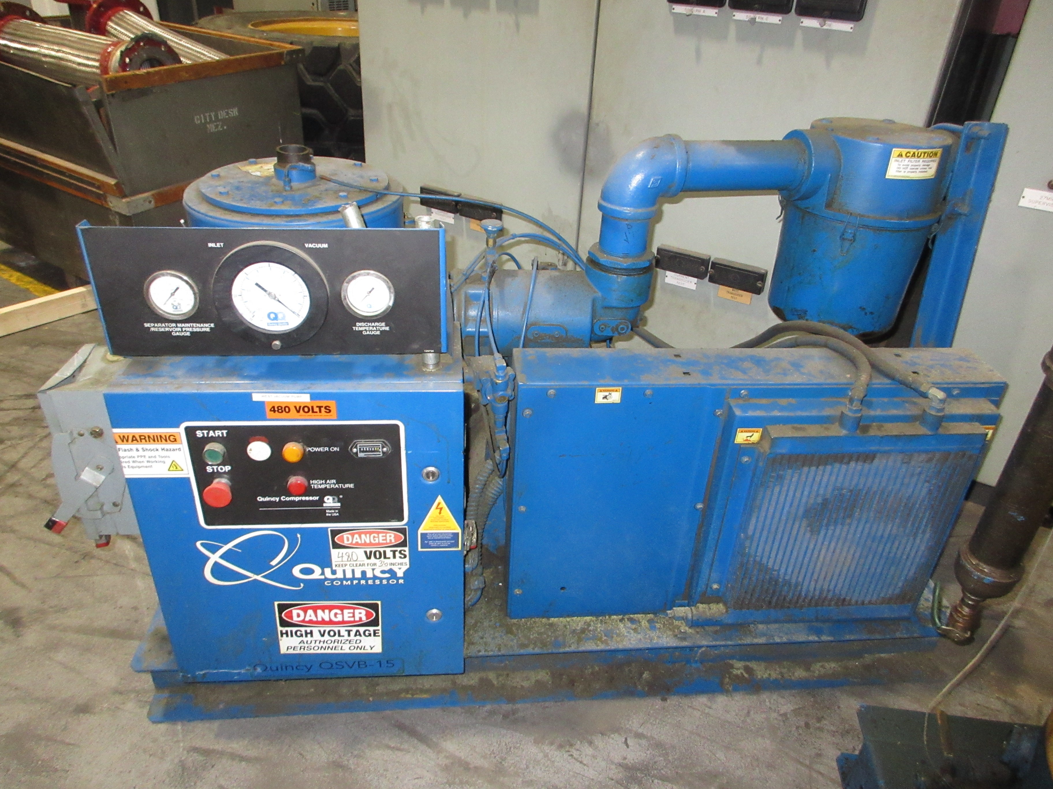 Quincy QSVB-15 Rotary Screw Vacuum Pump QSVB-15 15HP Weight: 980 LBS Used