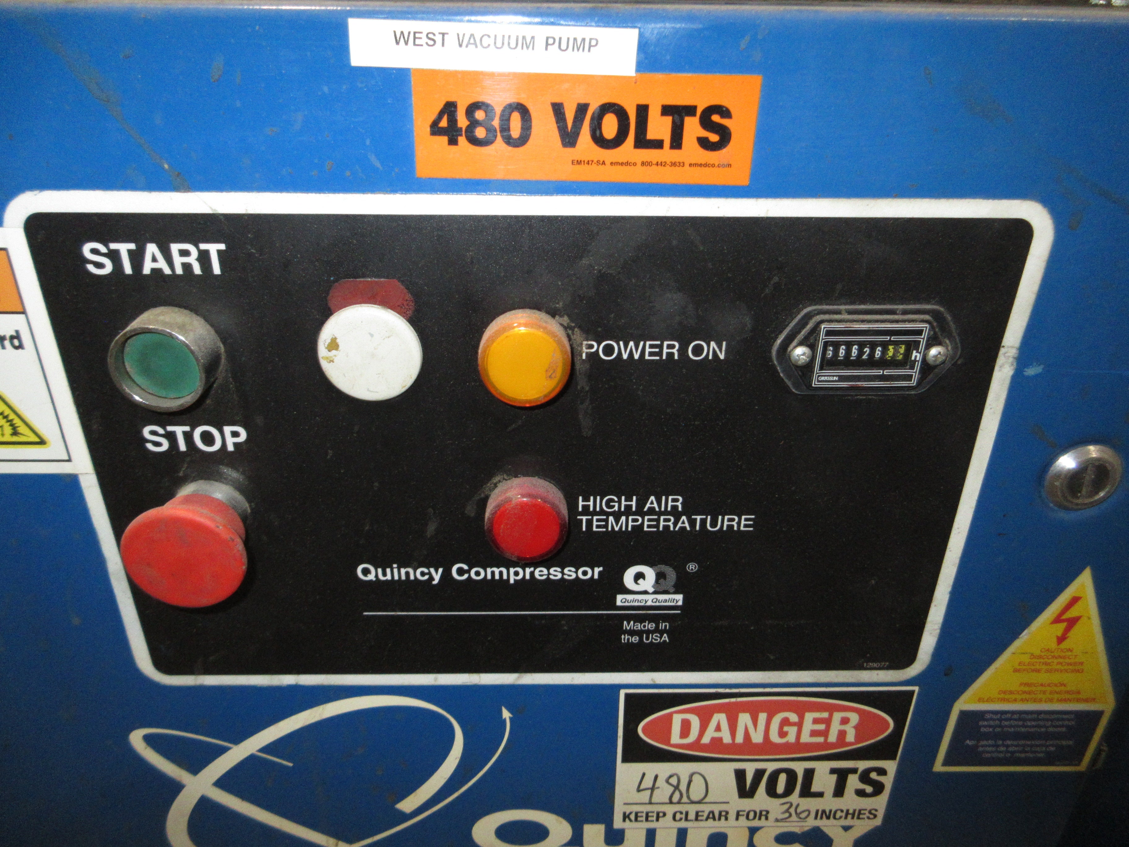Quincy QSVB-15 Rotary Screw Vacuum Pump QSVB-15 15HP Weight: 980 LBS Used