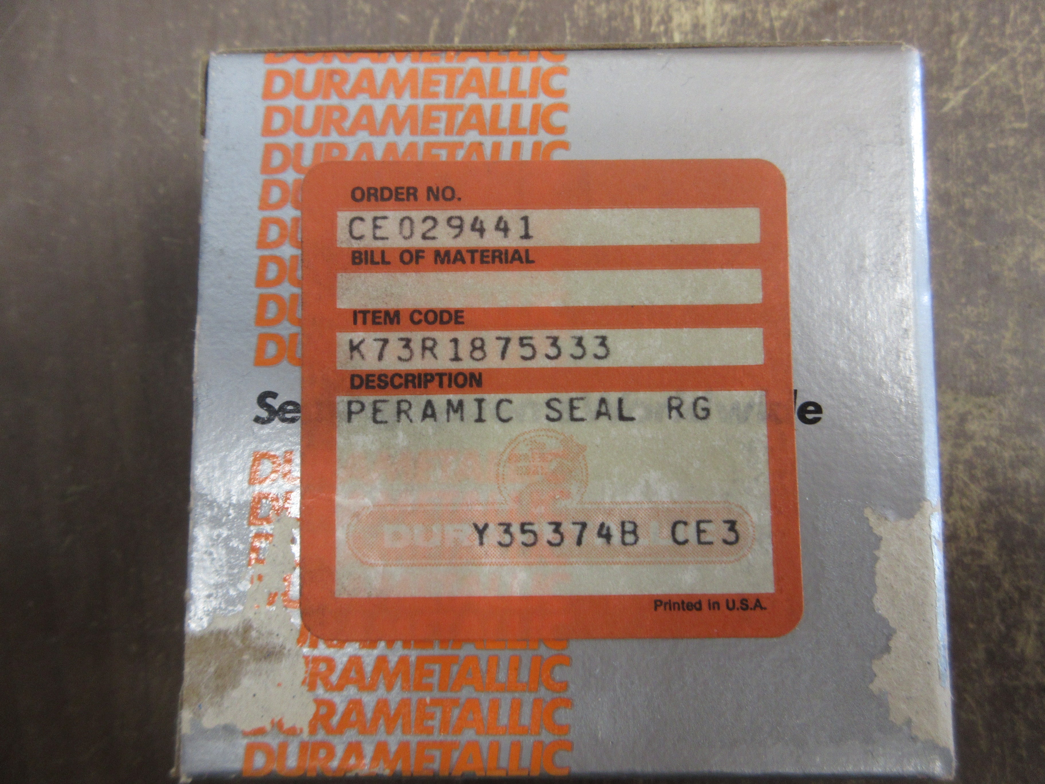 Durametallic Peramic Seal Ring K73R1875333 New Surplus
