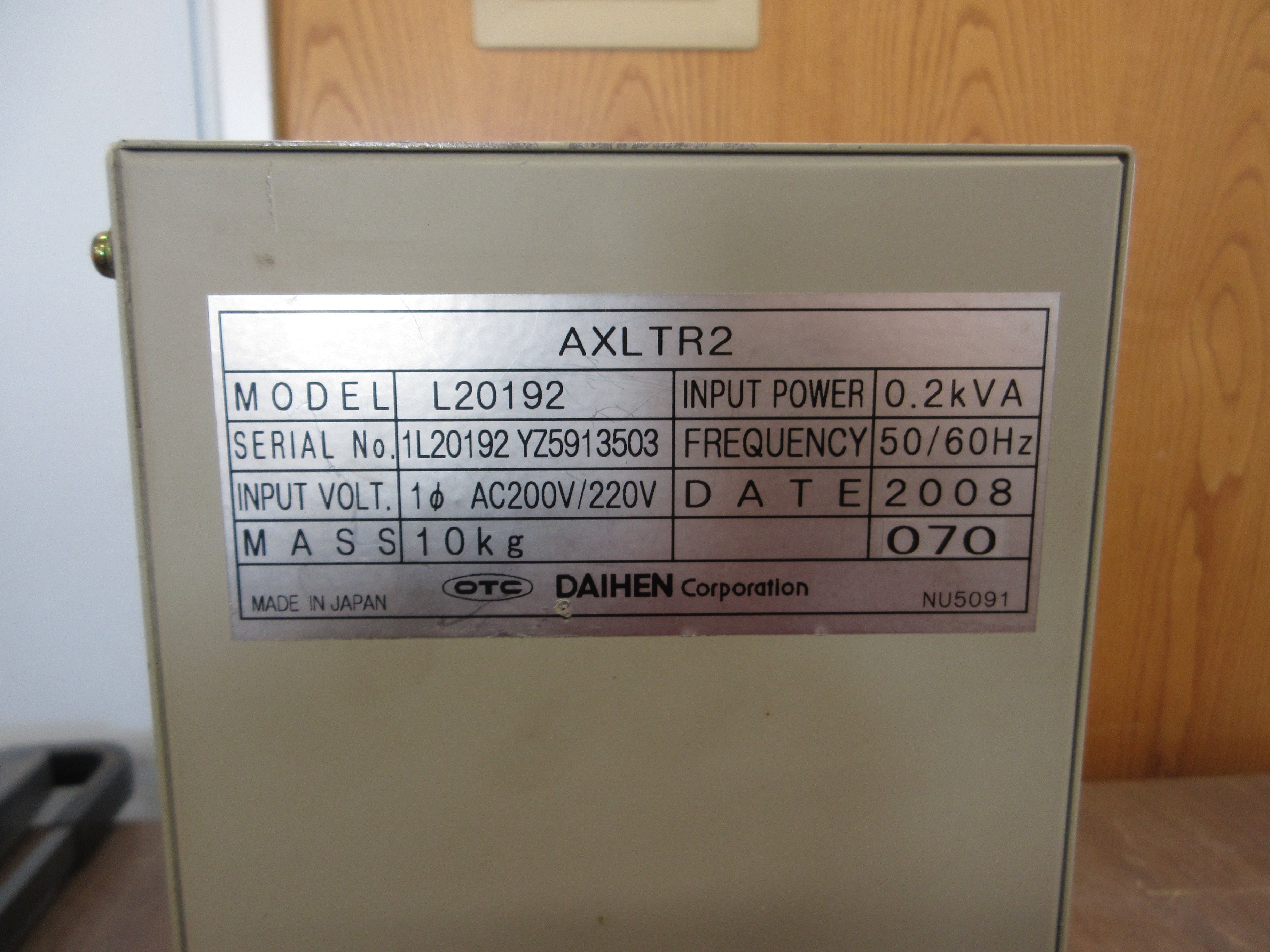 OTC Daihen L20192 Controller AXLTR2 200/220V 50/60Hz 0.2kVA Used
