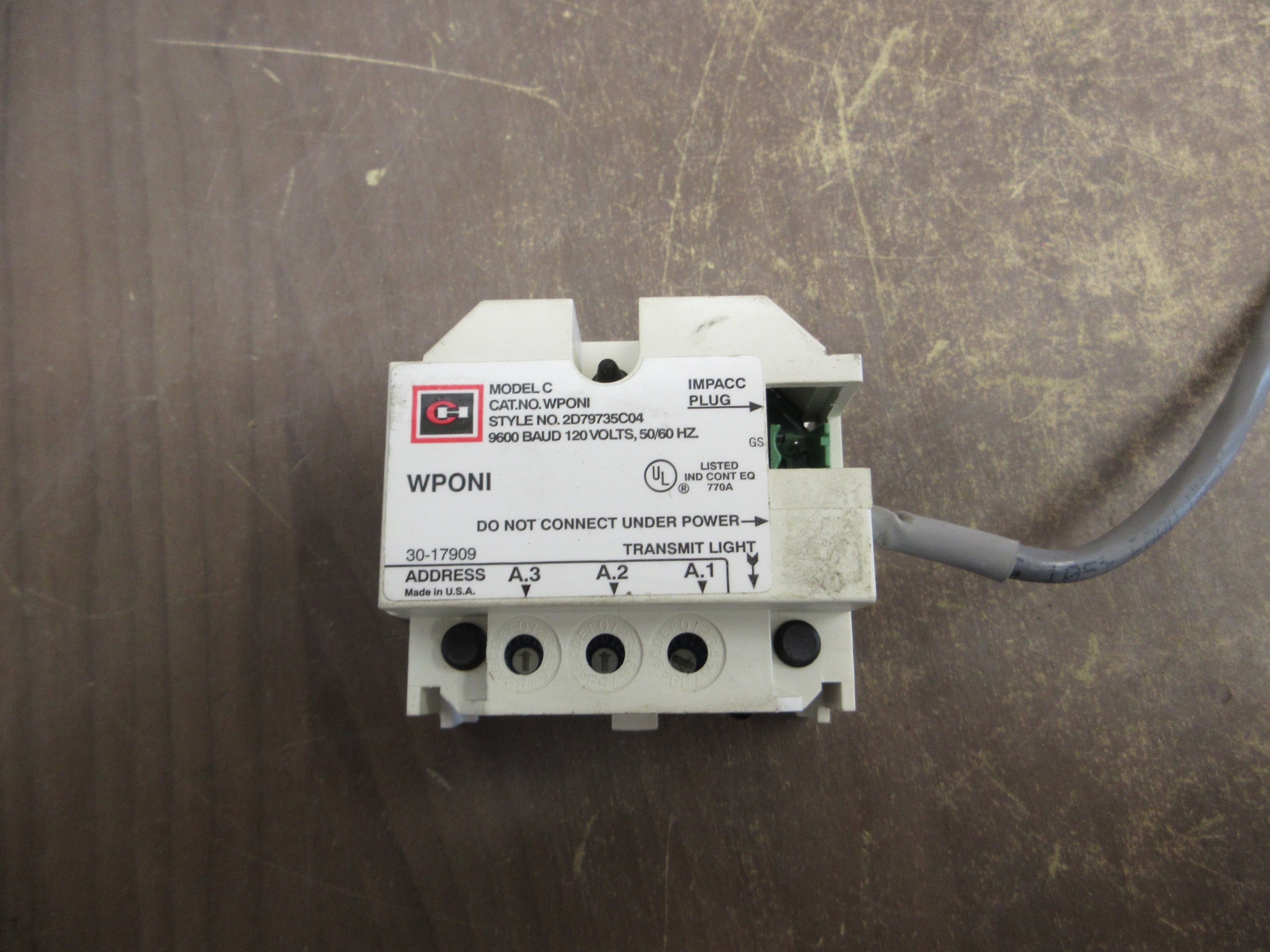 Cutler-Hammer WPONI Module 2D79735C04 Model C 9600 BAUD 120V 50/60Hz *Cut Cord*