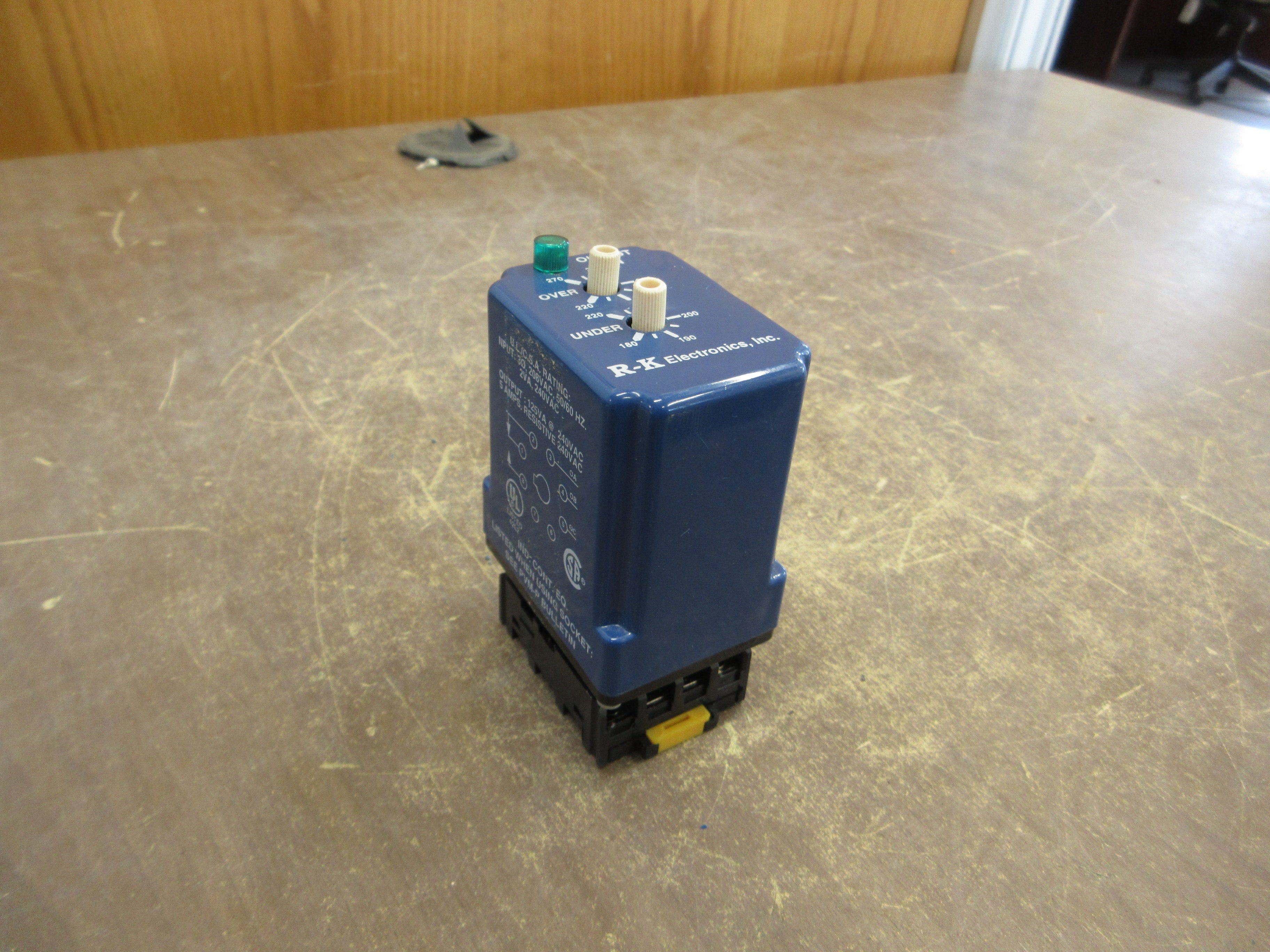 R-K Electronics 3Ph Voltage Relay PVM-208A-200P 208V 50/60Hz w/ Base Used
