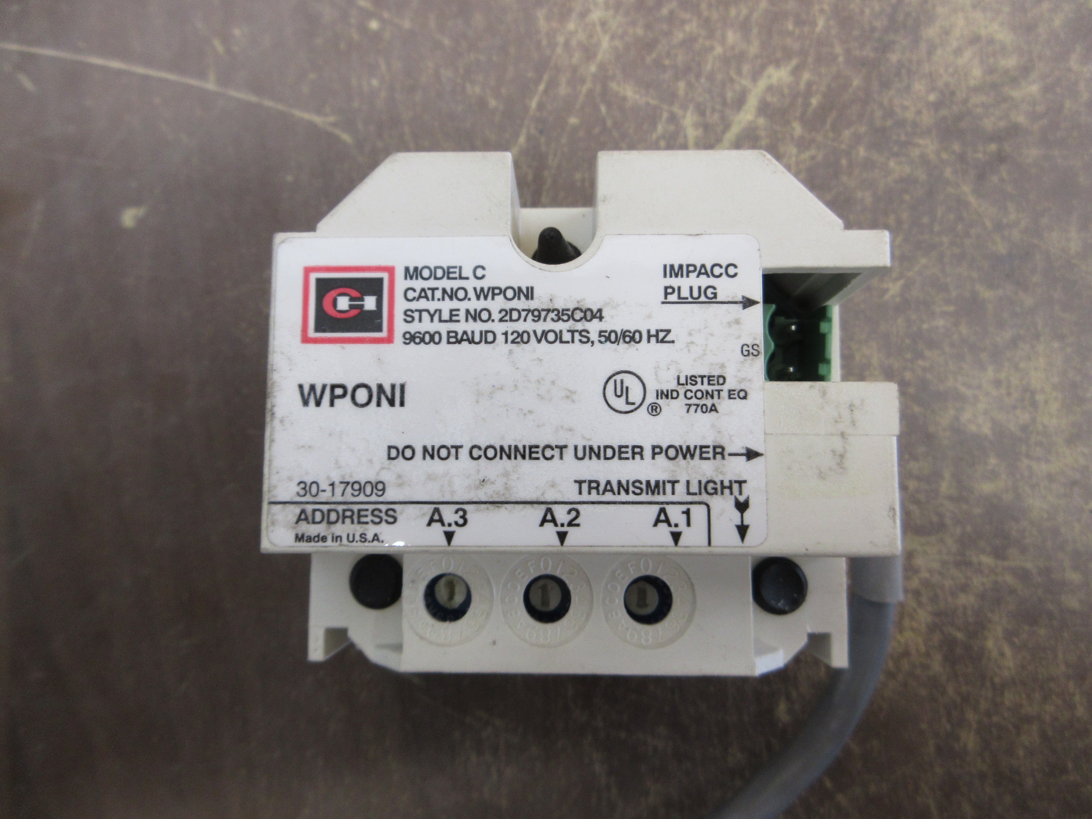 Cutler-Hammer WPONI Module 2D79735C04 Model C 120V 50/60Hz 9600 BAUD Used