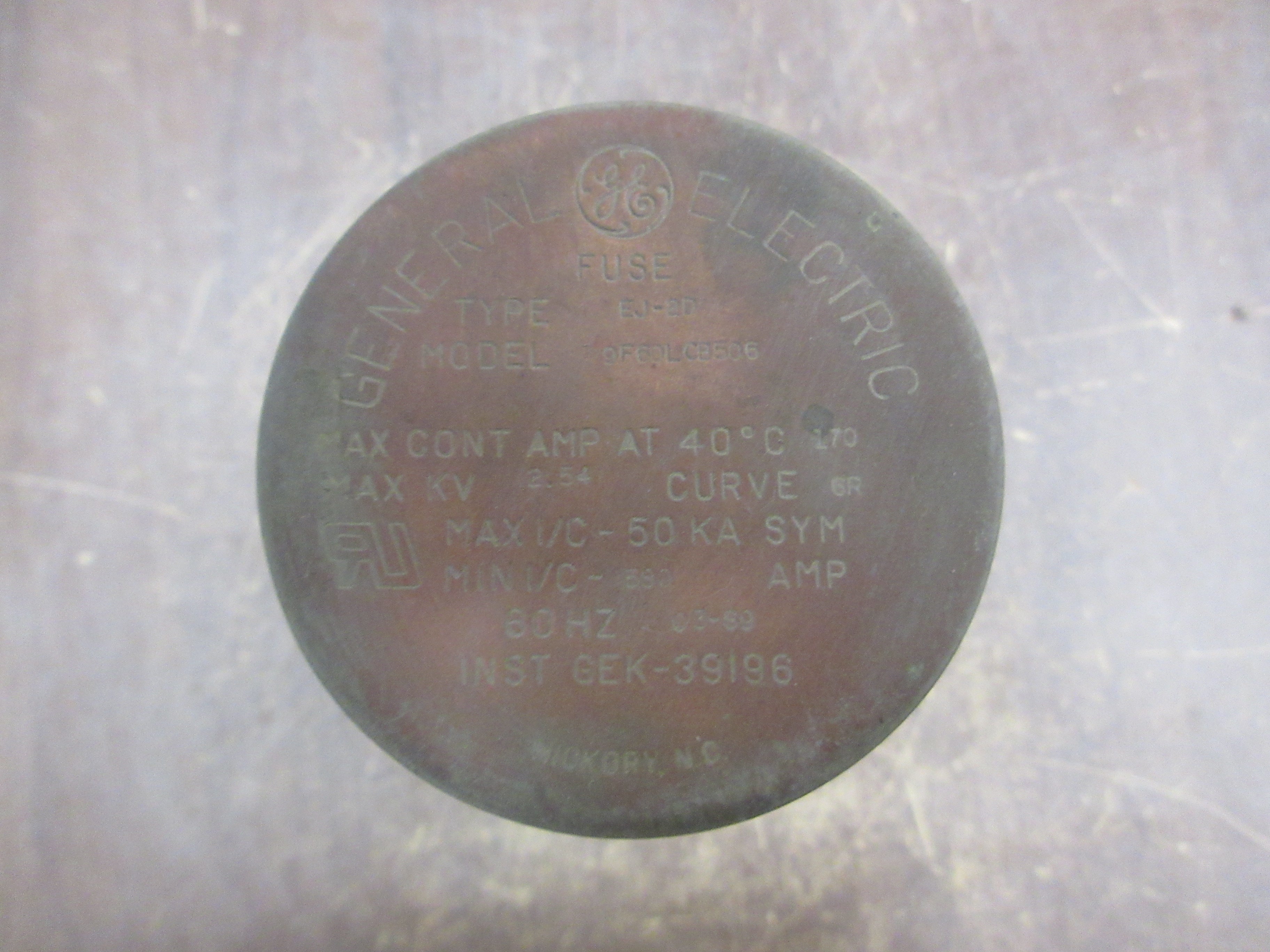 GE Type EJ-2D Fuse 9F60LCB506 170A 2.54kV 6R Curve 60Hz Used