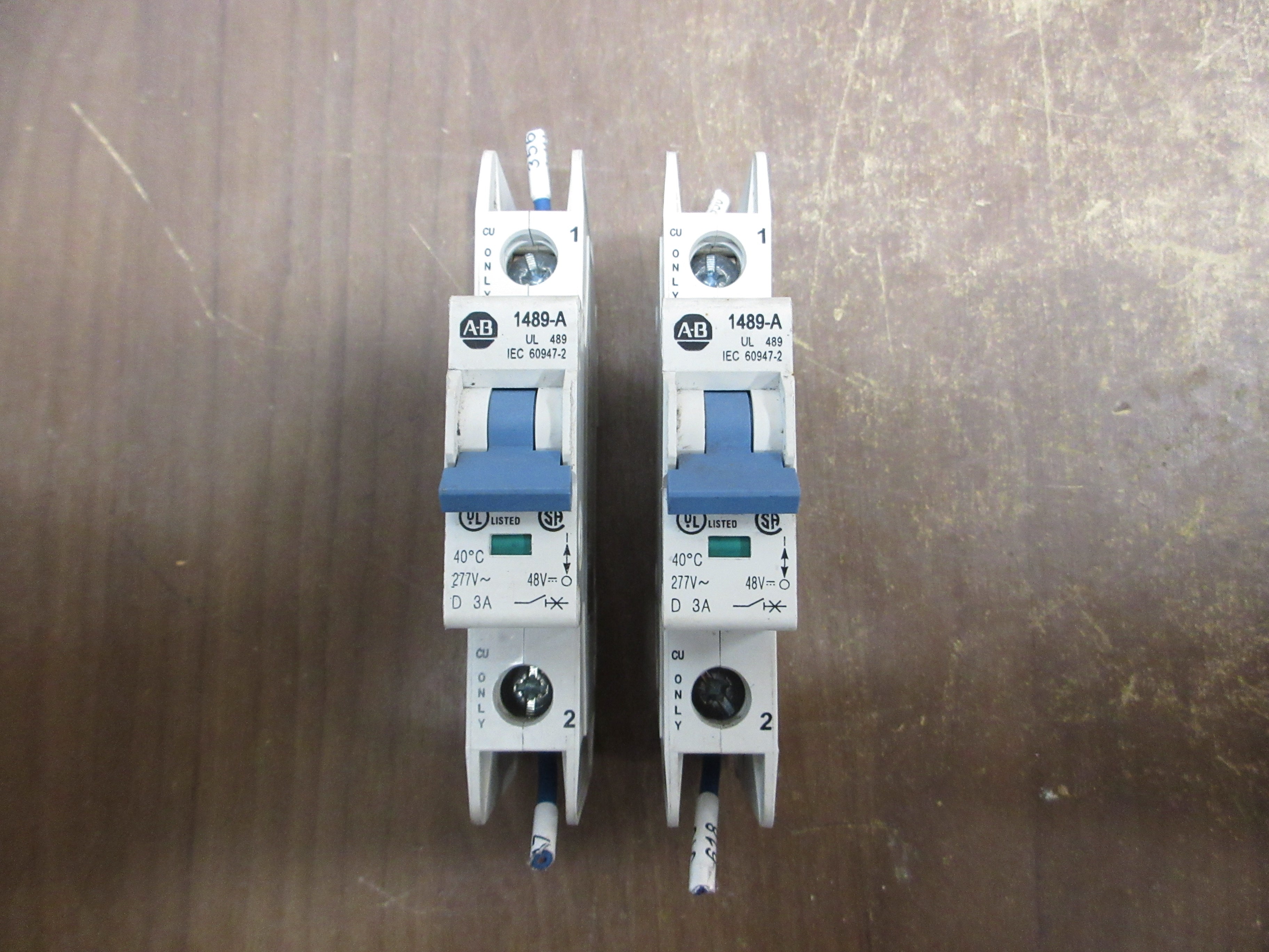 Allen-Bradley Circuit Breaker 1489-A1D030 Ser. A 3A 277V 1P *Lot of 2* Used