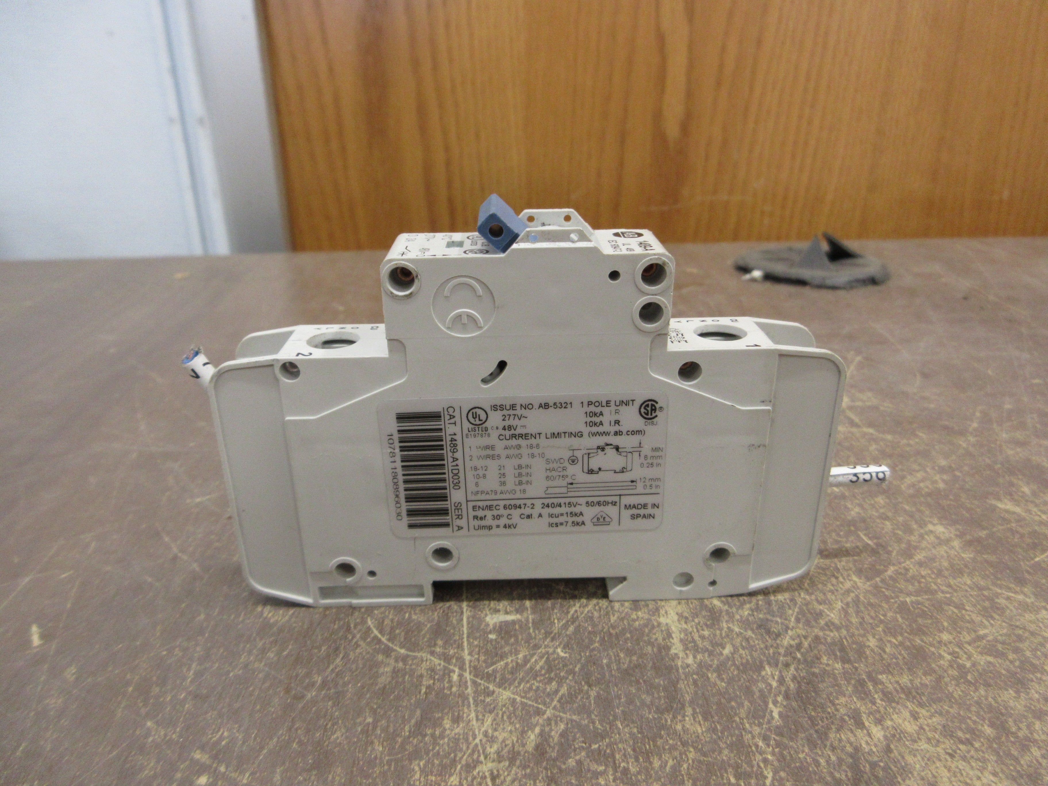 Allen-Bradley Circuit Breaker 1489-A1D030 Ser. A 3A 277V 1P *Lot of 2* Used