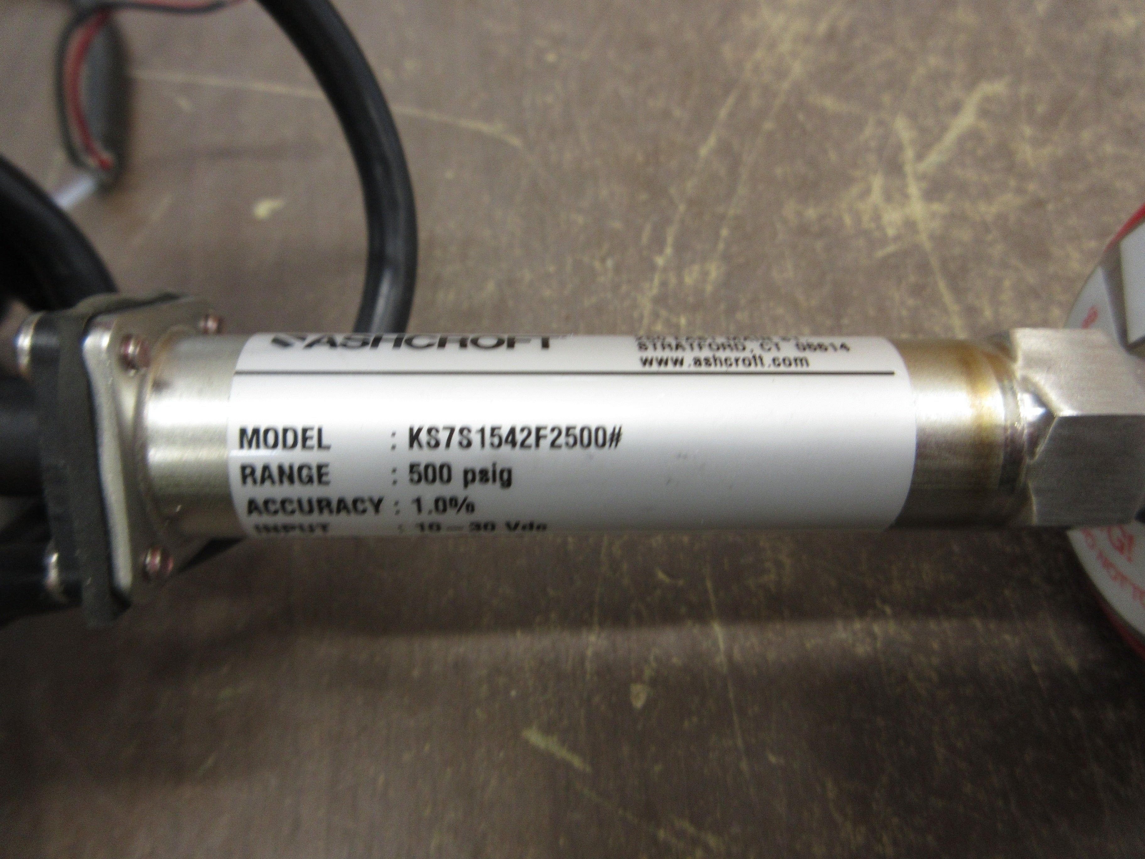 Ashcroft Transducer KS7S1542F2500# Range: 500PSIG Accuracy: 1% Input: 10-30VDC