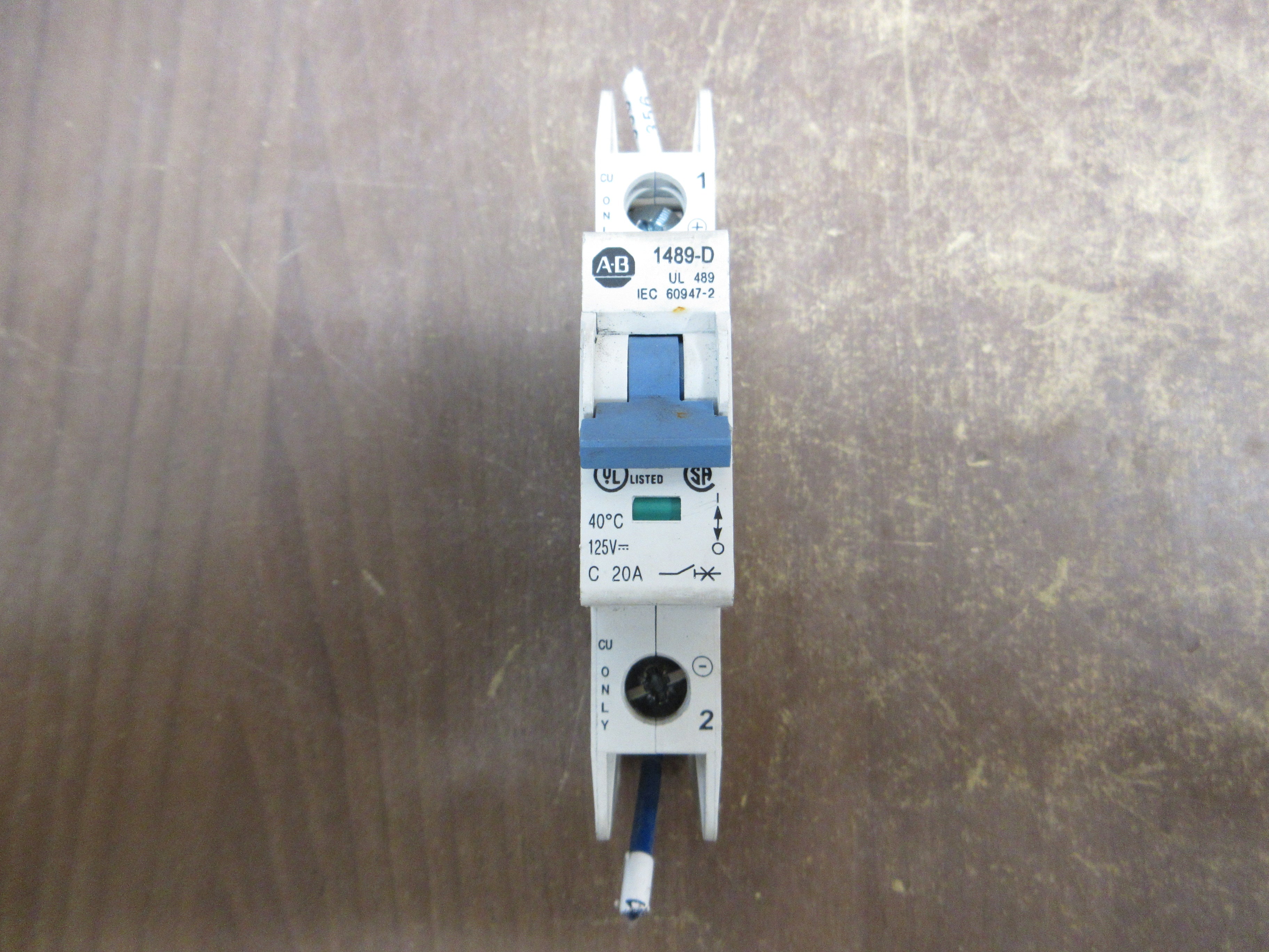 Allen-Bradley Circuit Breaker 1489-D1C200 Ser. A 20A 125VDC 1P Used