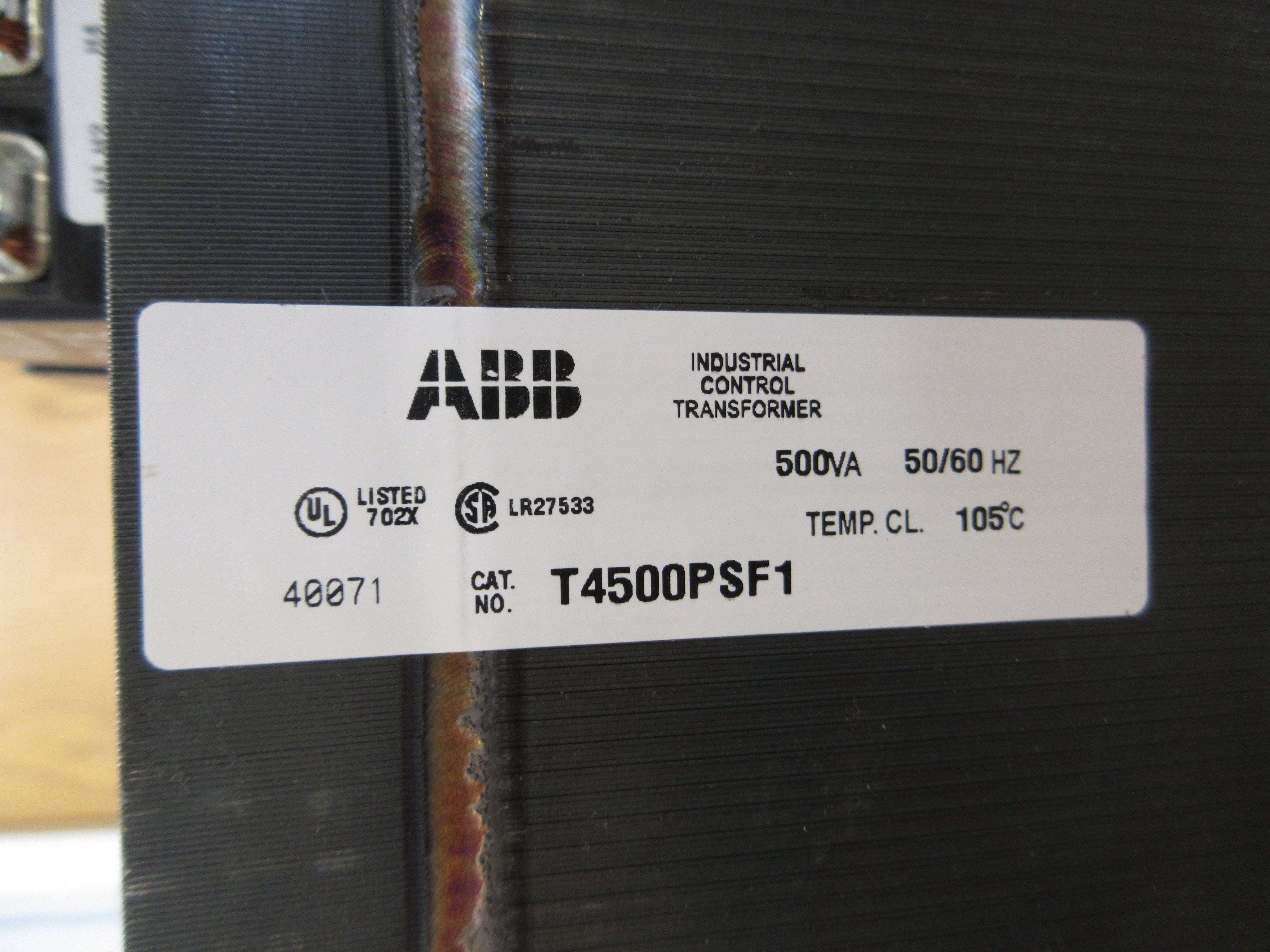 ABB Control Transformer T4500PSF1 500VA Pri: 208/240/480V Sec: 120V 50/60Hz Used