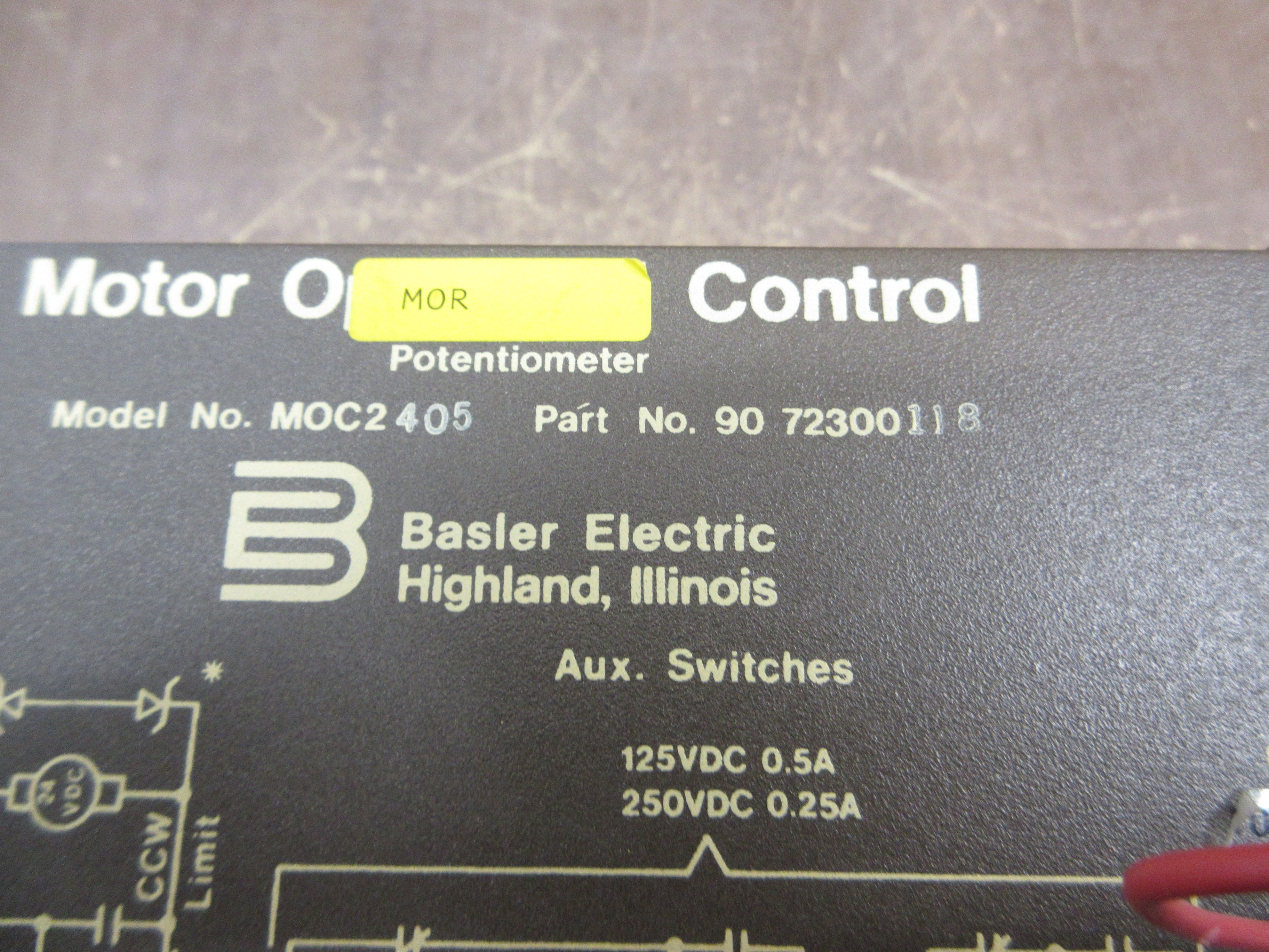 Basler Electric MOC2405 Motor Operated Control / Potentiometer 9072300118 Used