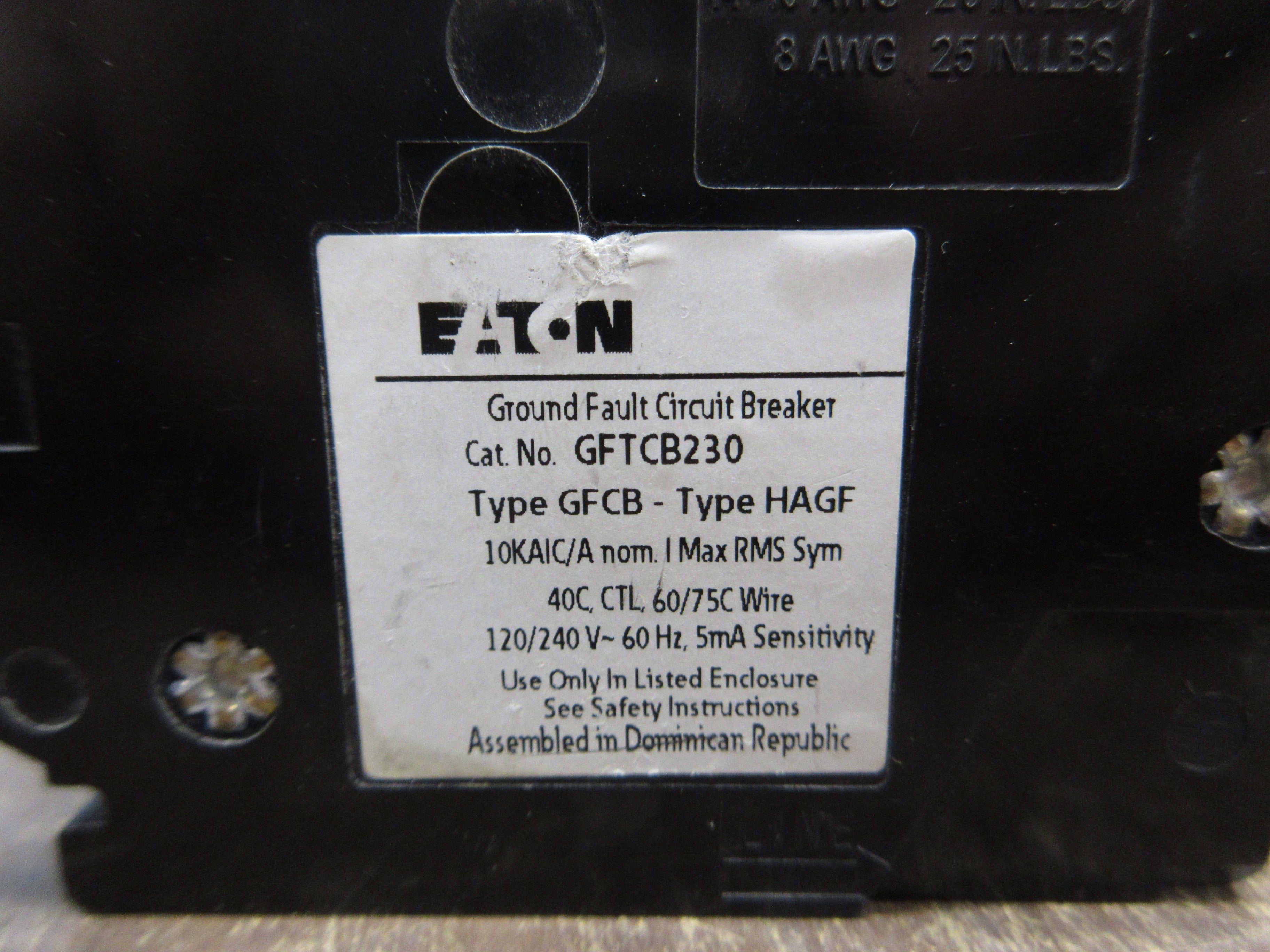 Eaton Ground Fault Circuit Breaker GFTCB230 30A 120/240V 2P Used