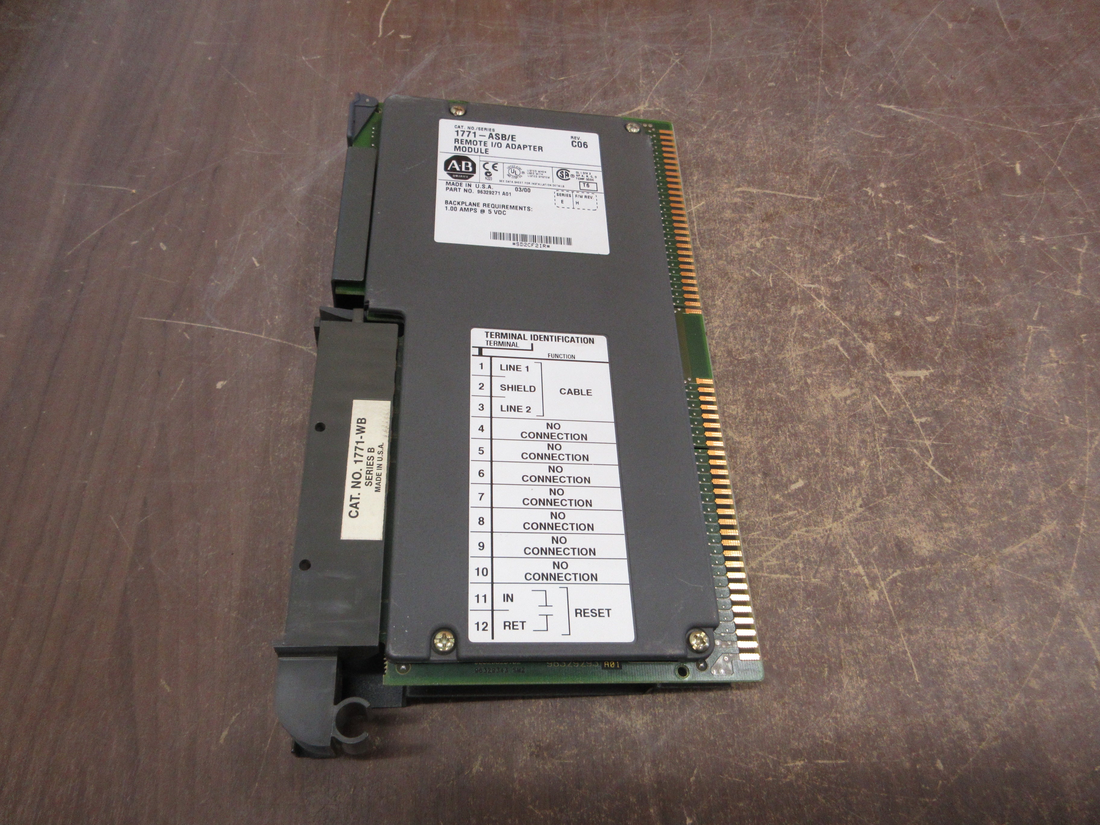 Allen-Bradley Remote I/O Adapter Module 1771-ASB Ser. E Rev. C06 F/W Rev. H Used