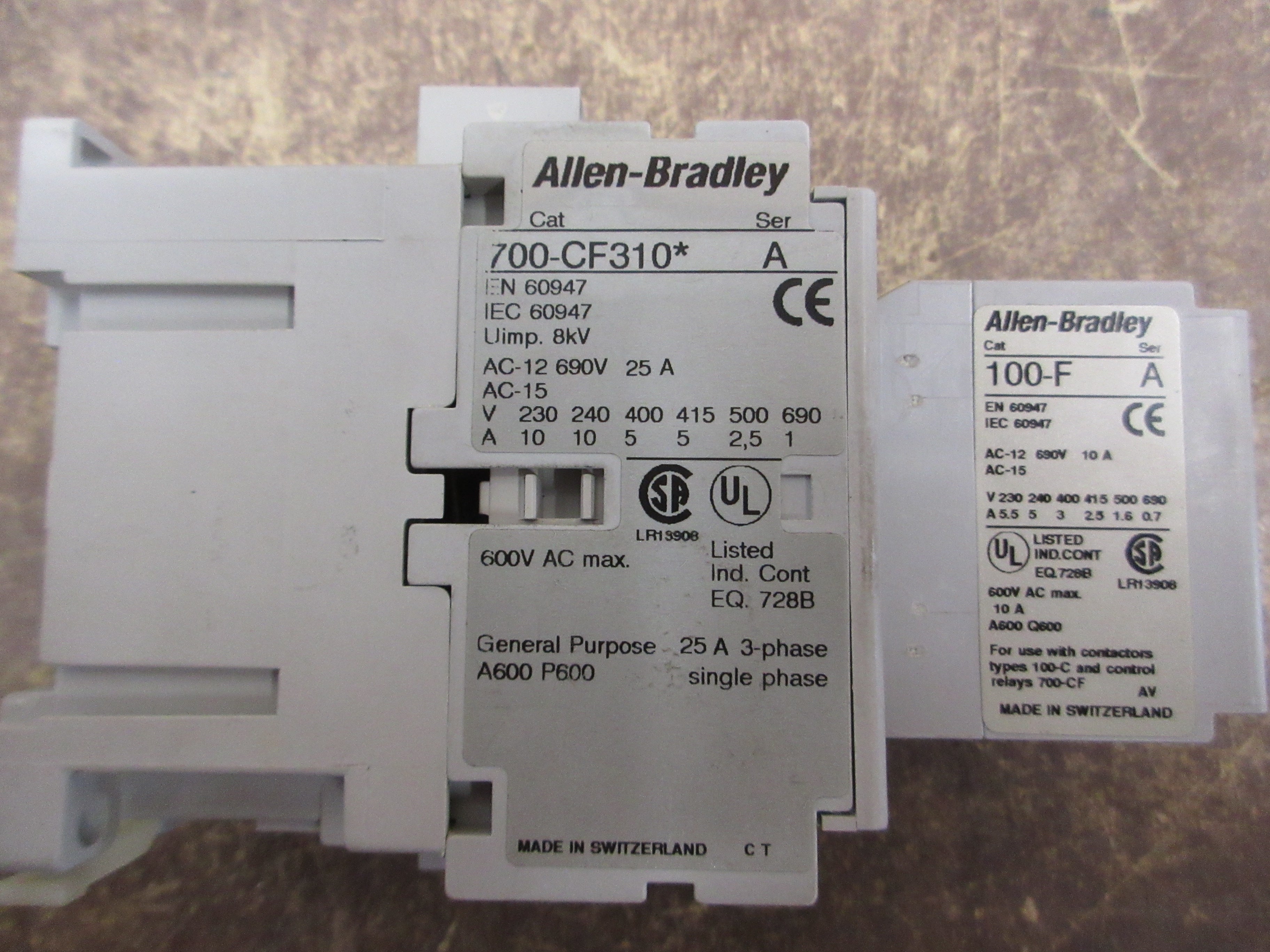 Allen-Bradley Contactor 700-CF310* Ser. A 120V Coil 600V 25A Used