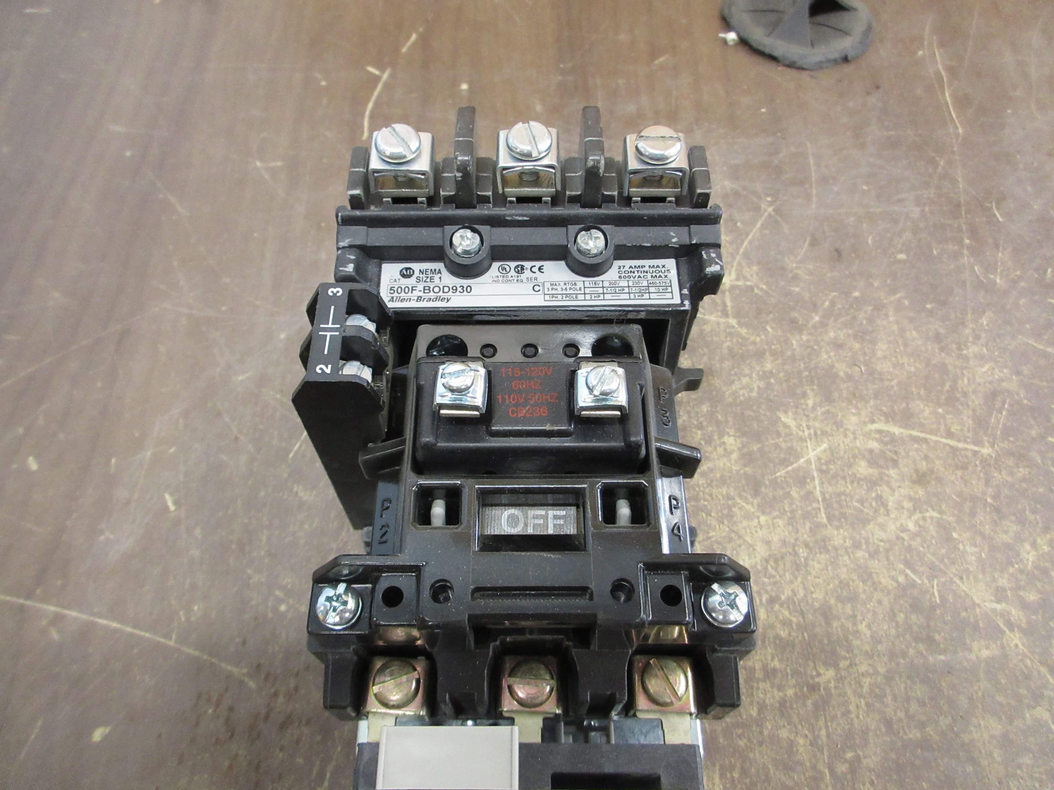 Allen-Bradley Size 1 Starter 500F-BOD930/592-EC2CC 115-120V Coil Used