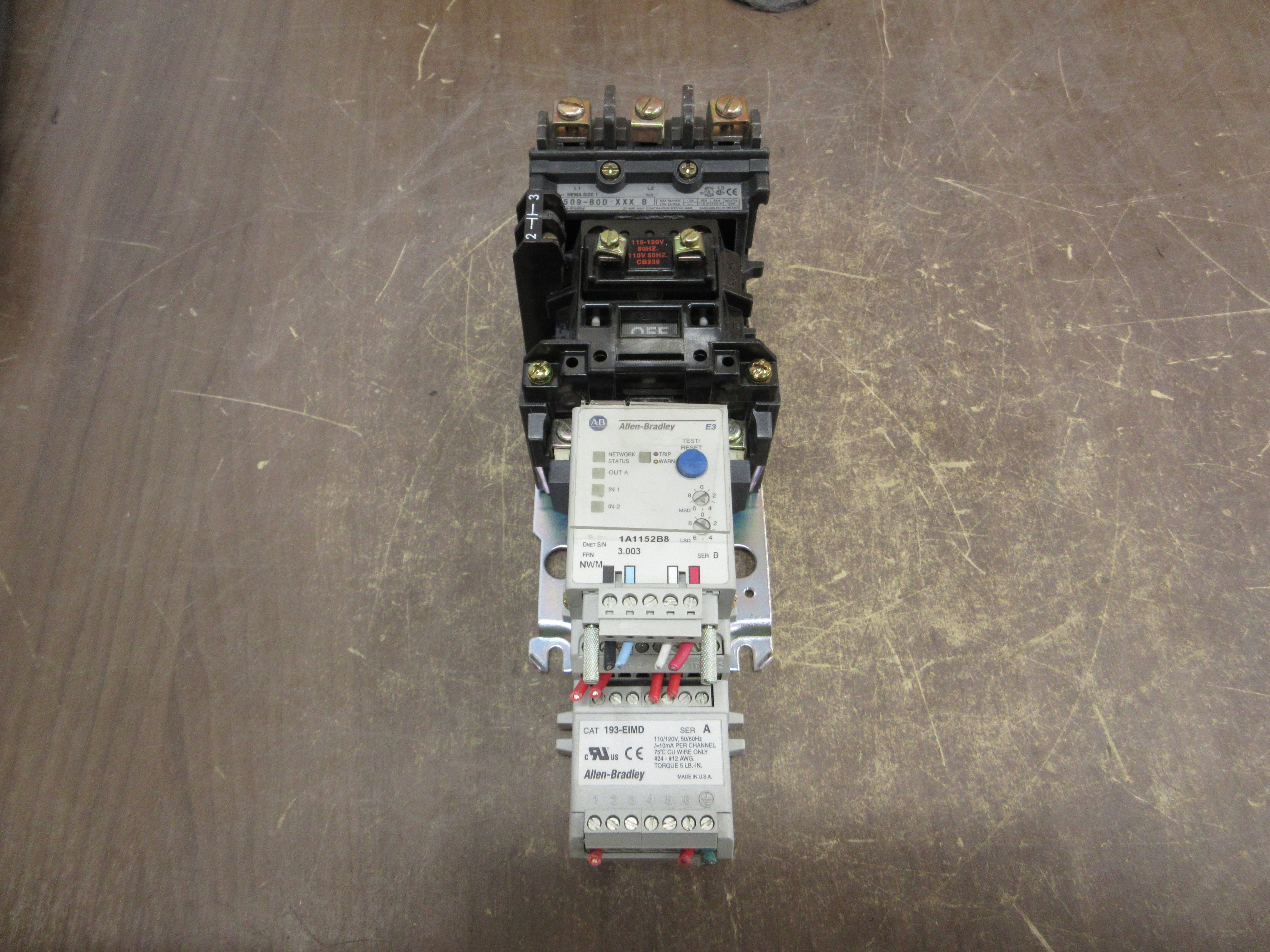 Allen-Bradley Size 1 Starter 509-BOD-XXX/592-EC1BC 115-120V Coil Trip: 3-15A